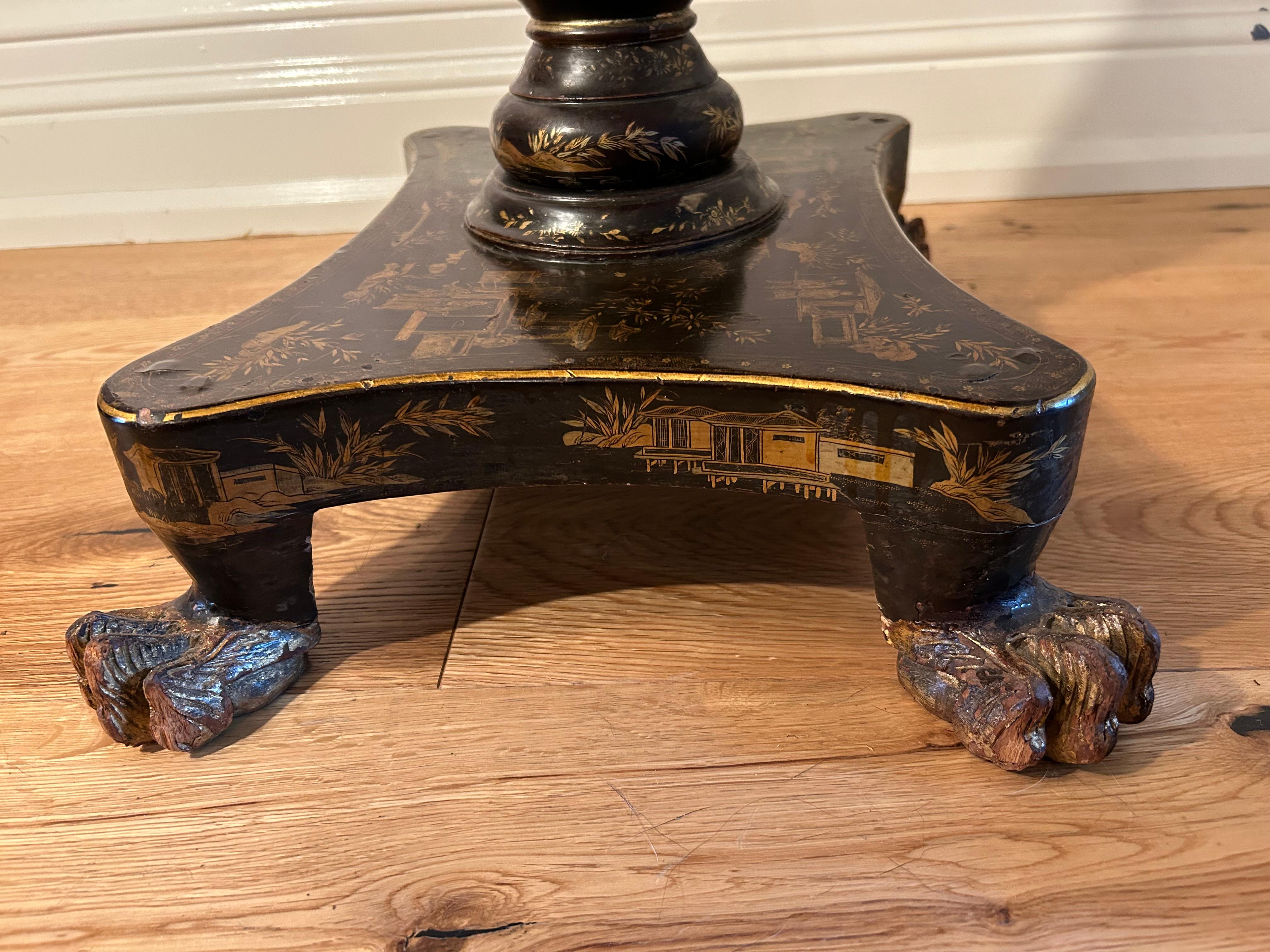 19th Century Chinoiserie Lacquer Pedestal Table For Sale 5
