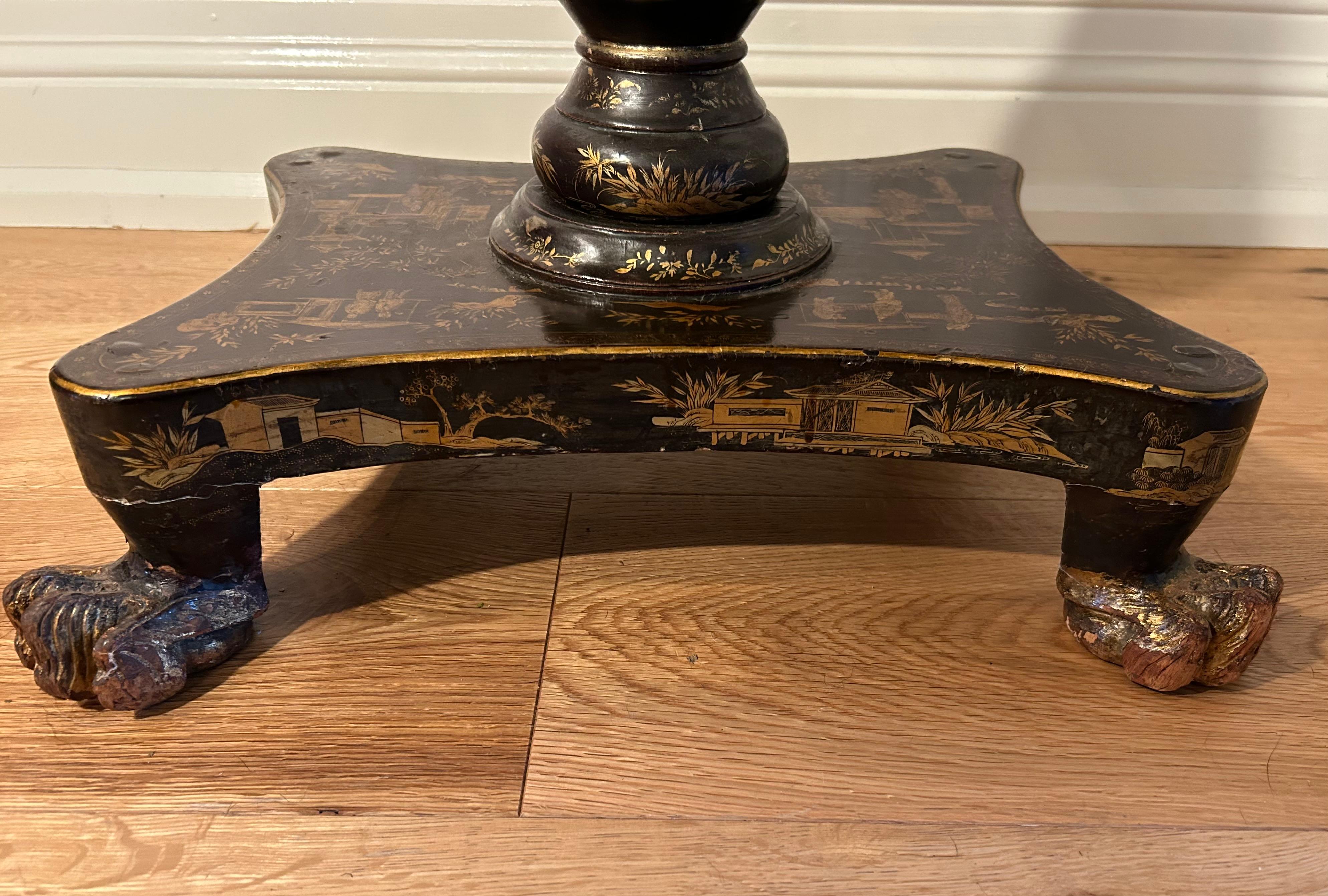 19th Century Chinoiserie Lacquer Pedestal Table For Sale 7