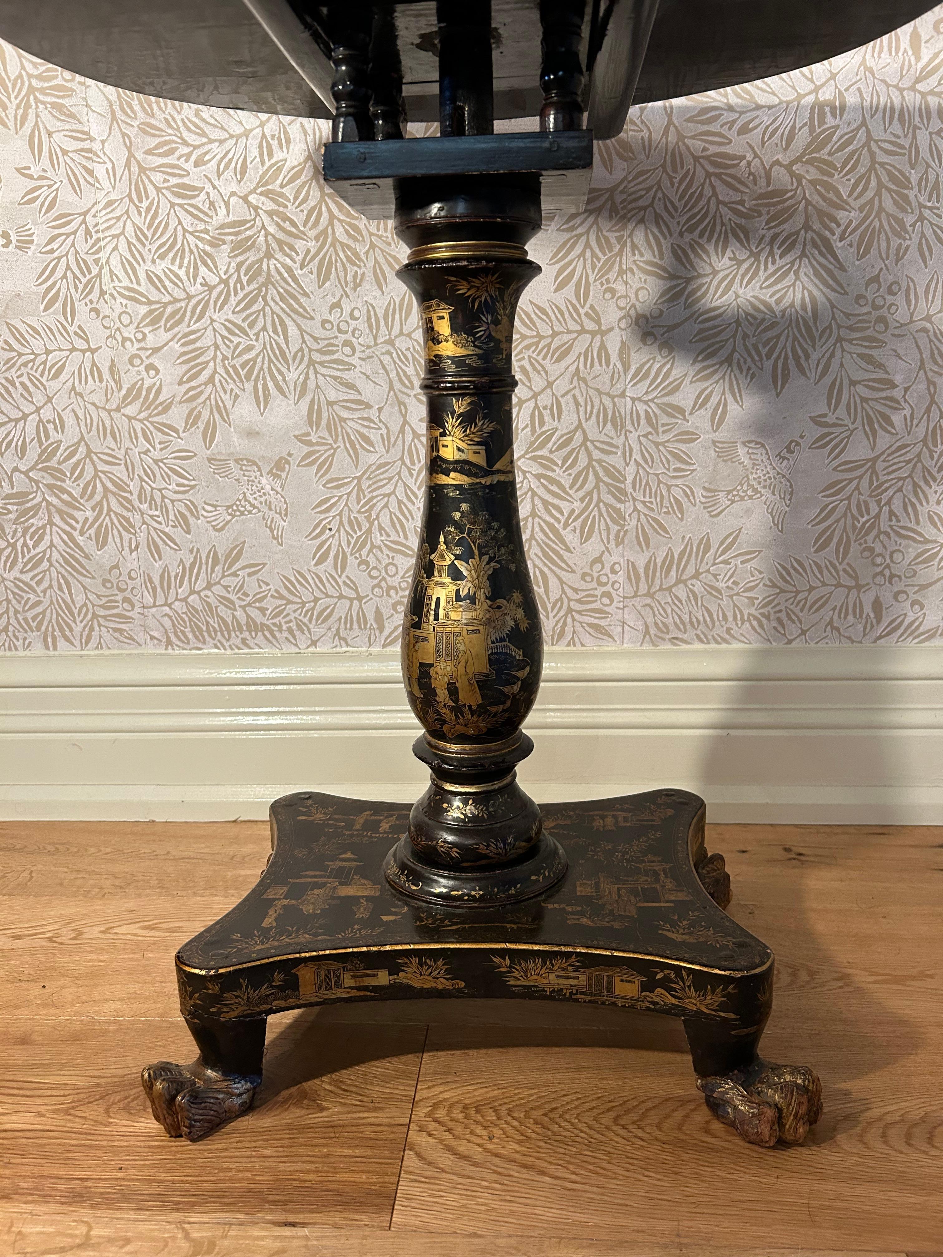 19th Century Chinoiserie Lacquer Pedestal Table For Sale 8