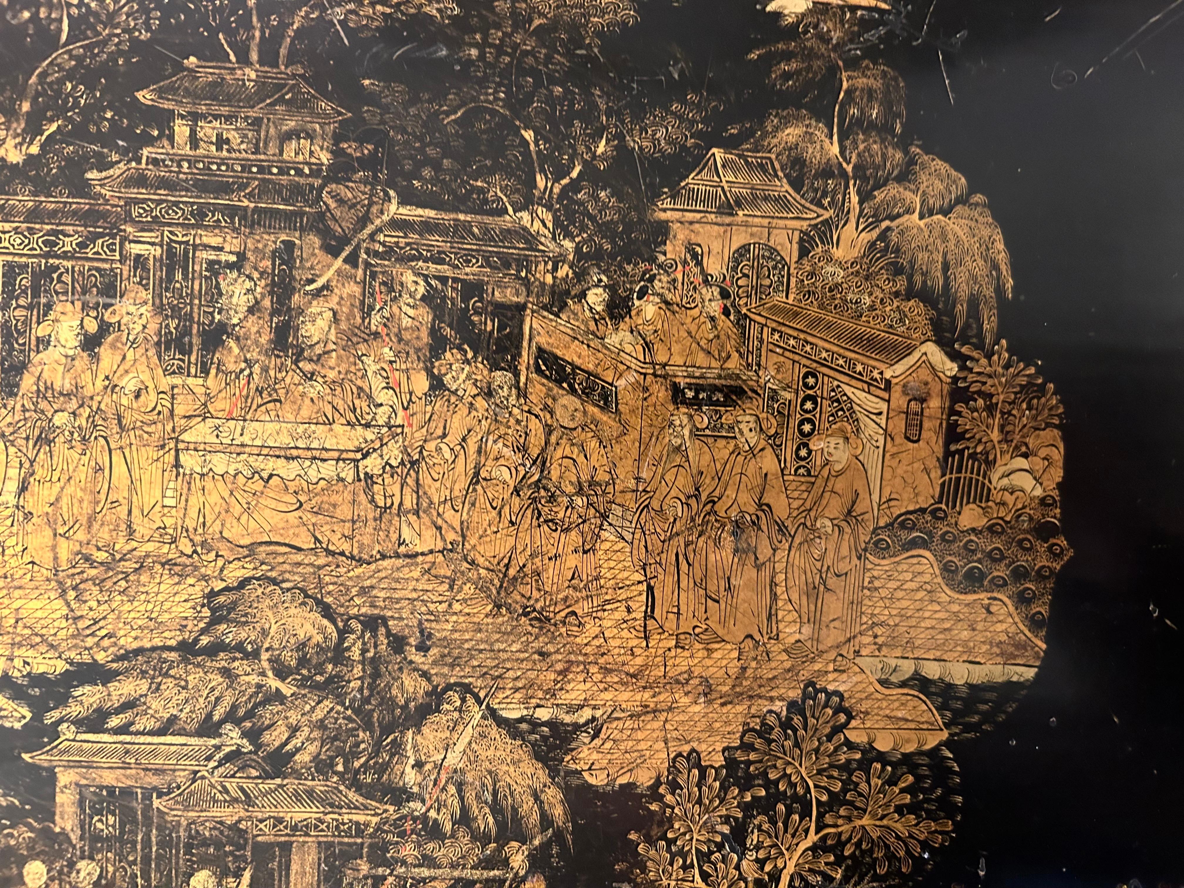 19th Century Chinoiserie Lacquer Pedestal Table 1