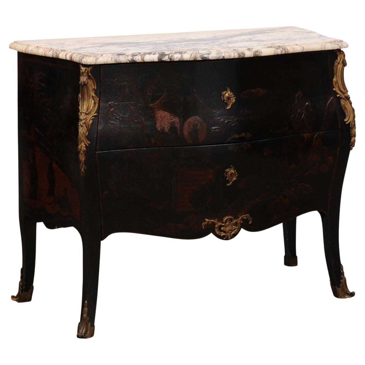 Lackierte Kommode im Chinoiserie-Stil des 19.