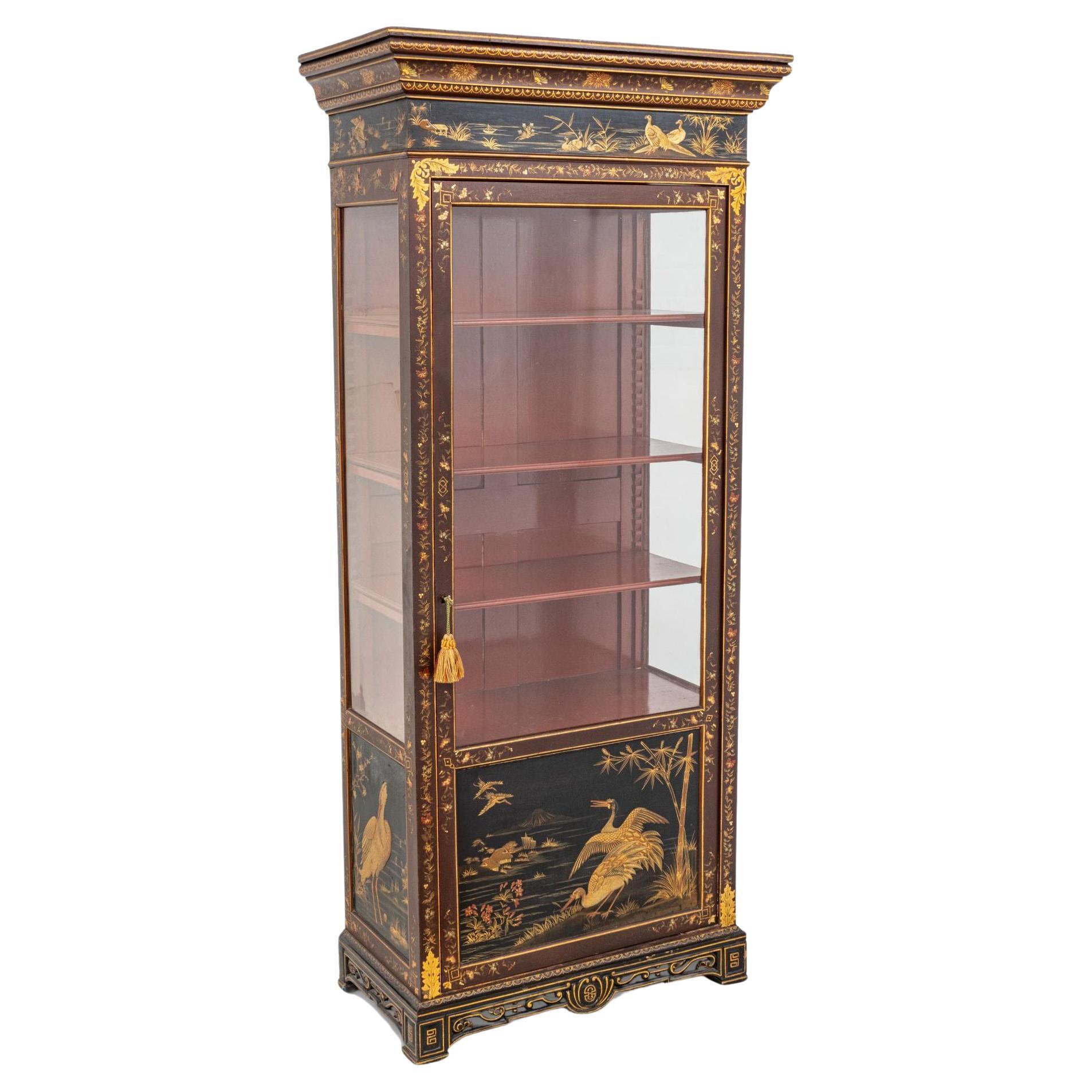 19th Century Chinoiserie Lacquered Curio Cabinet