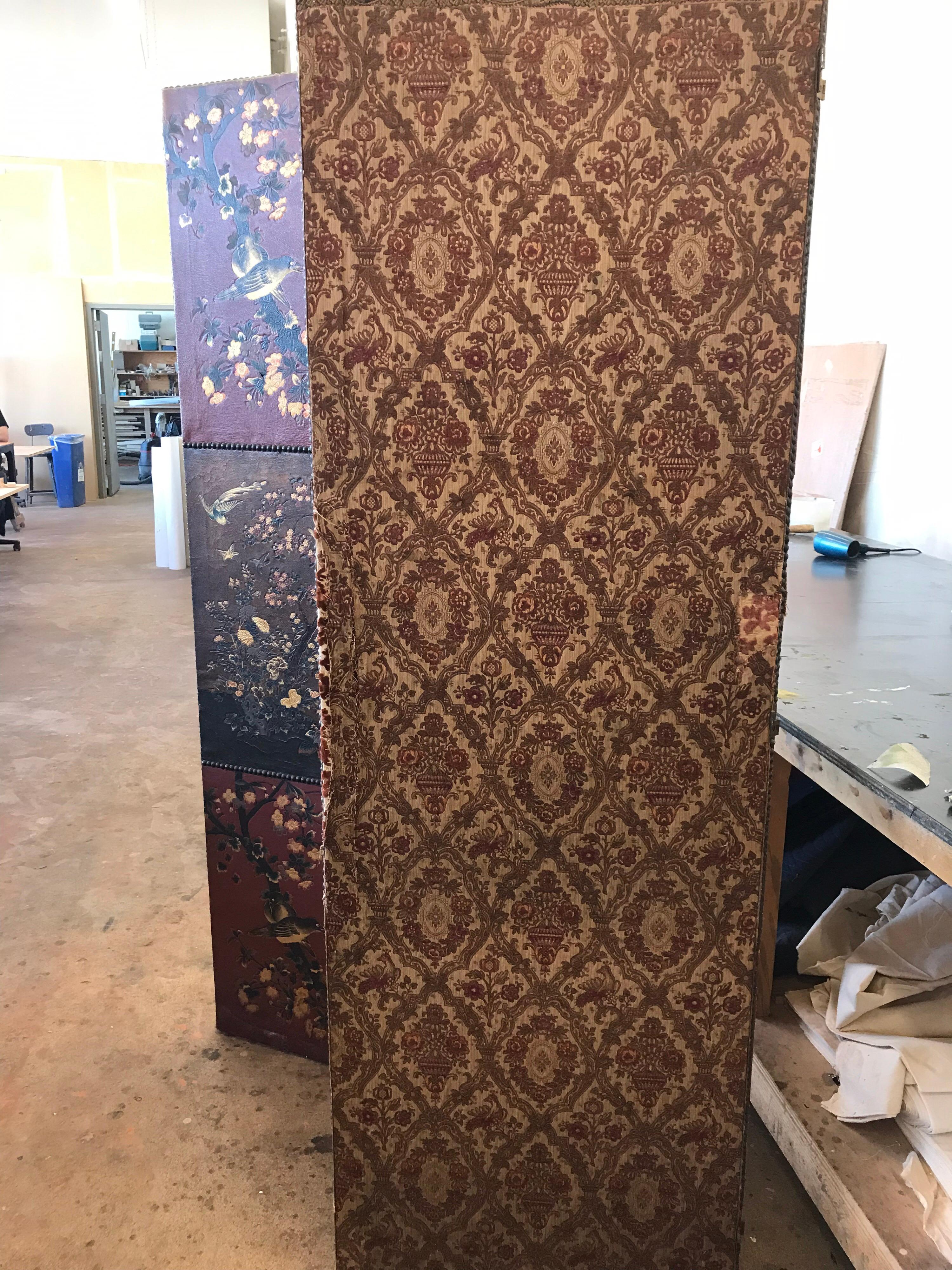 Fanciful 19th Century Chinoiserie Leather Screen For Sale 11