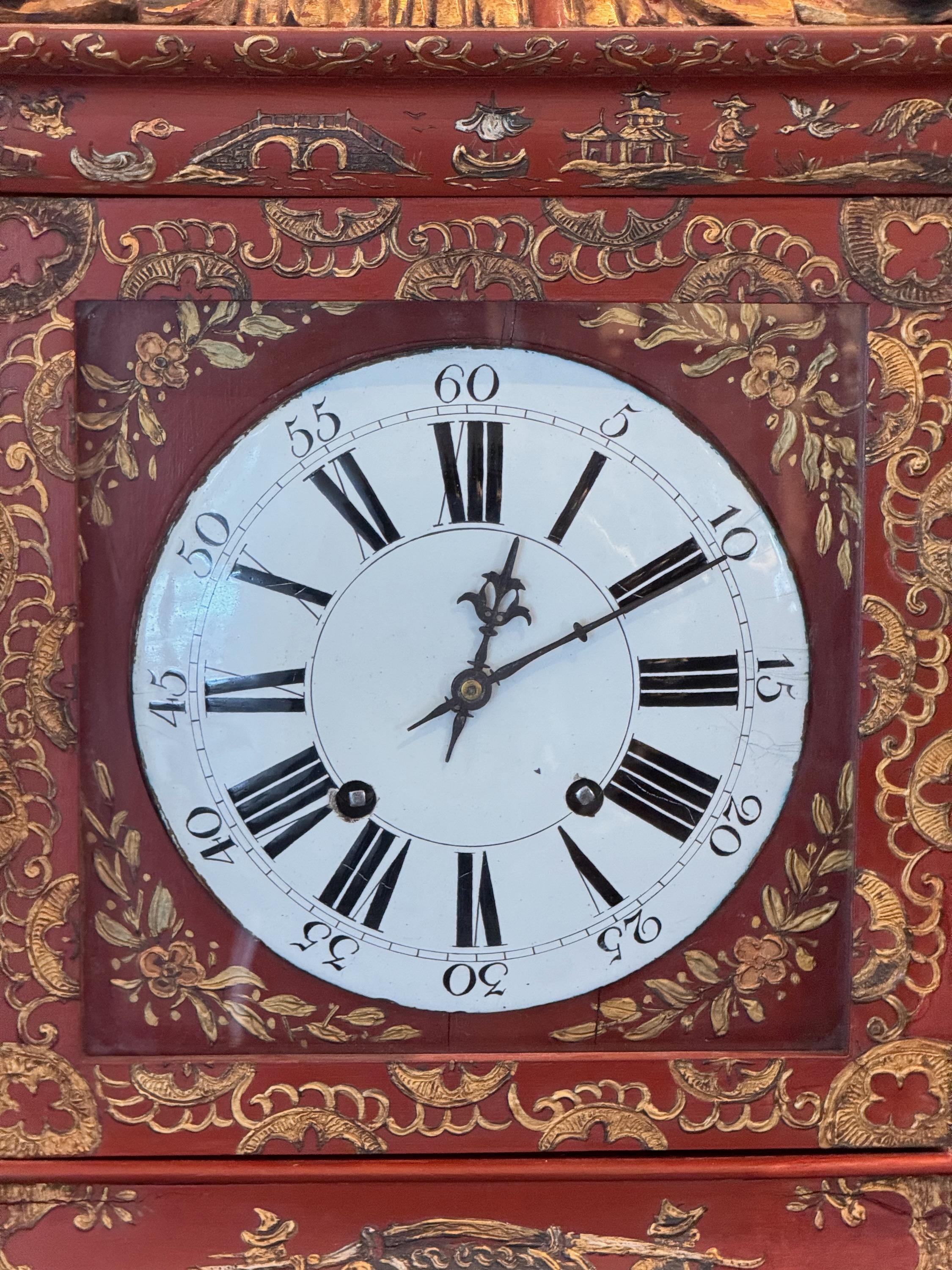 British 19th Century Chinoiserie Mantel Clock For Sale