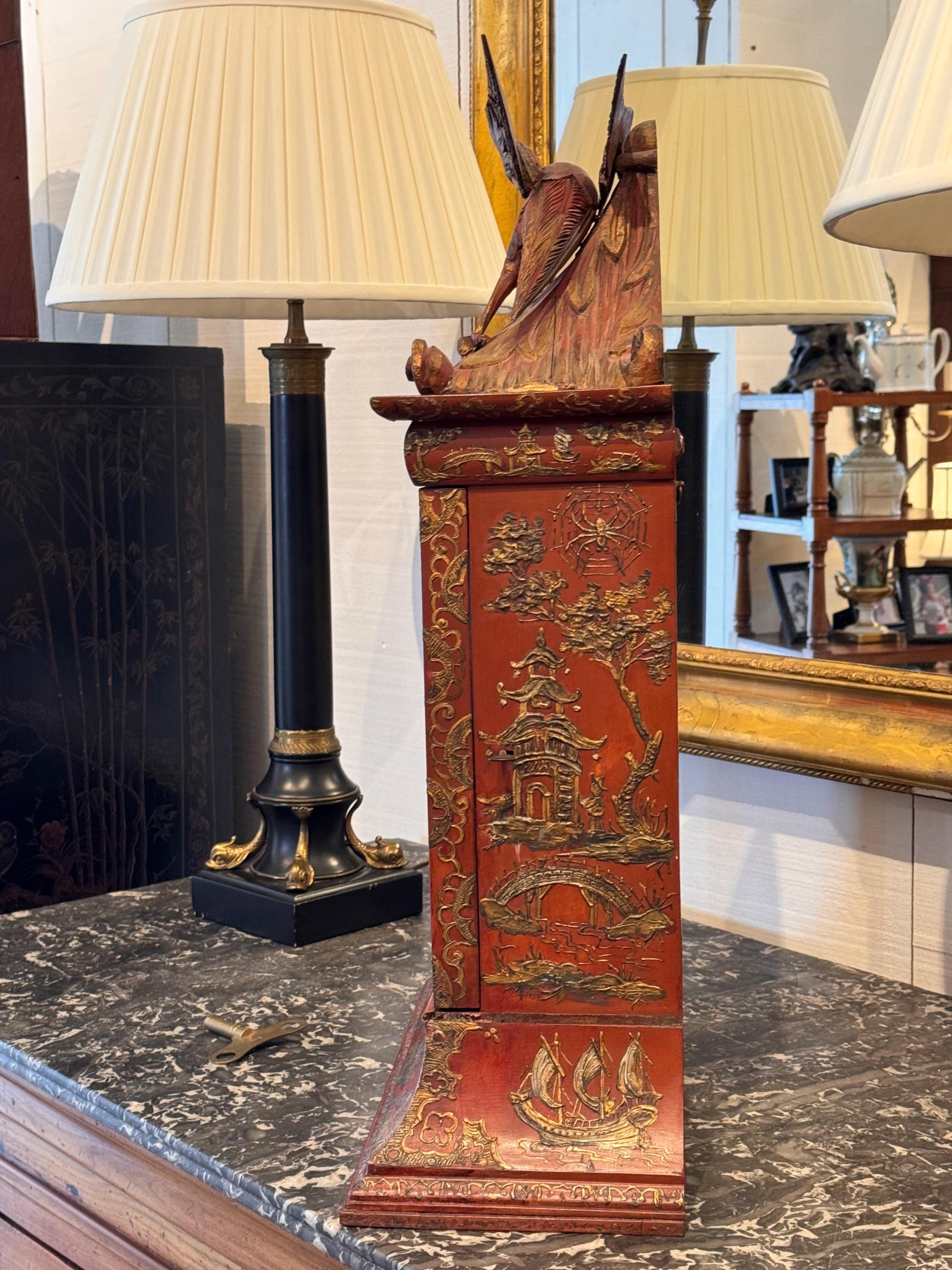 19th Century Chinoiserie Mantel Clock In Good Condition For Sale In Charlottesville, VA