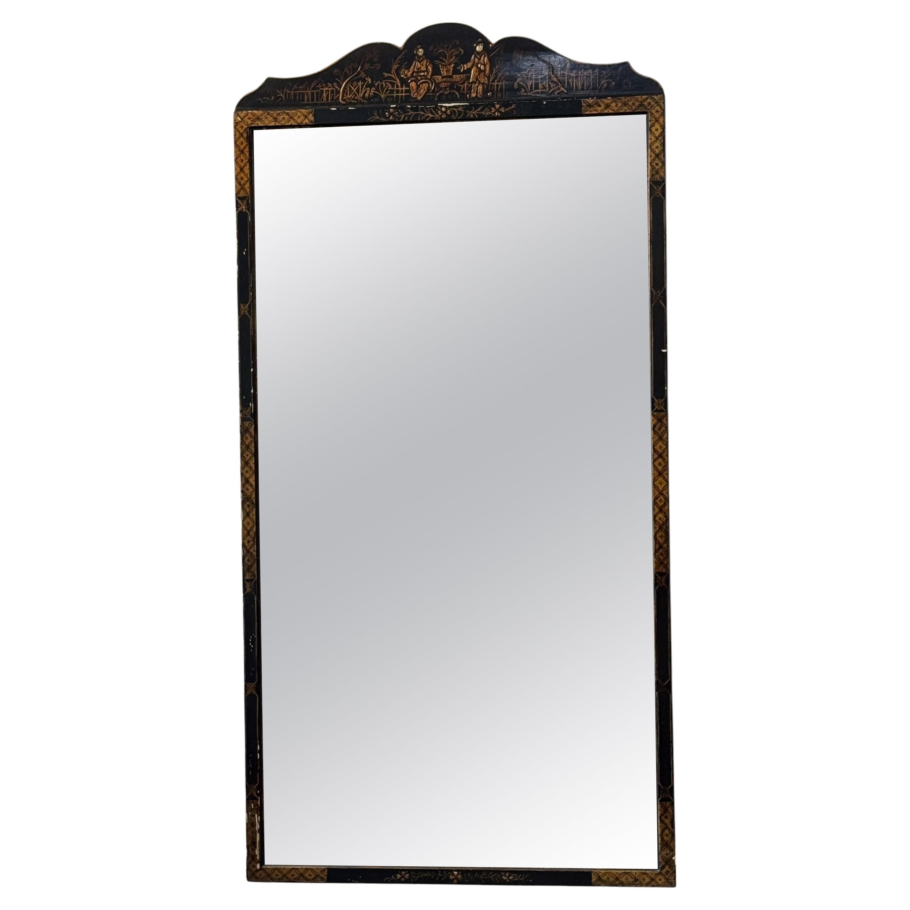 19th Century Chinoiserie Mirror With Gilt Detailing