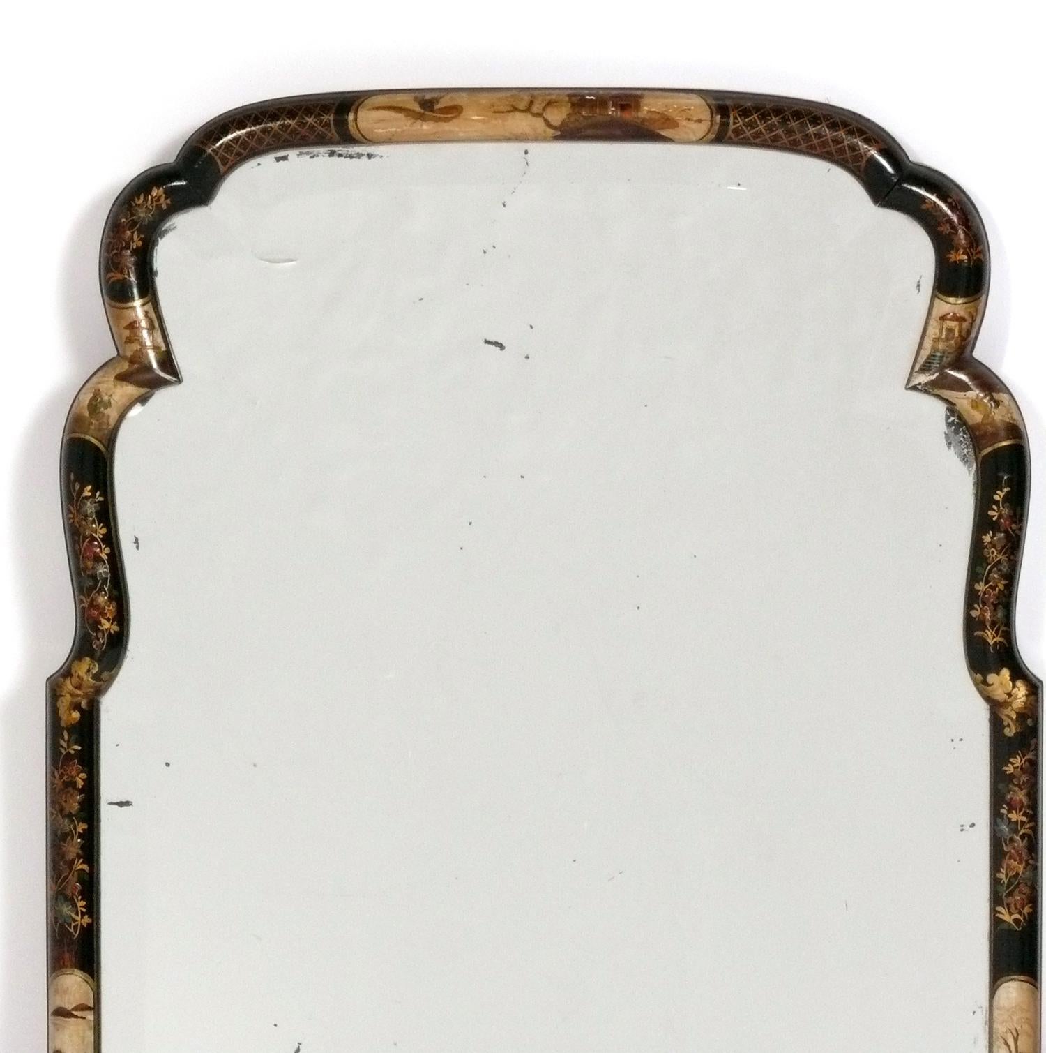 Selection of 19th century chinoiserie Mirrors, China, circa 19th century. They are priced at $1800 each, or $3000 for the pair. They each feature wonderful hand painted chinoiserie decoration. The larger mirror measures 30