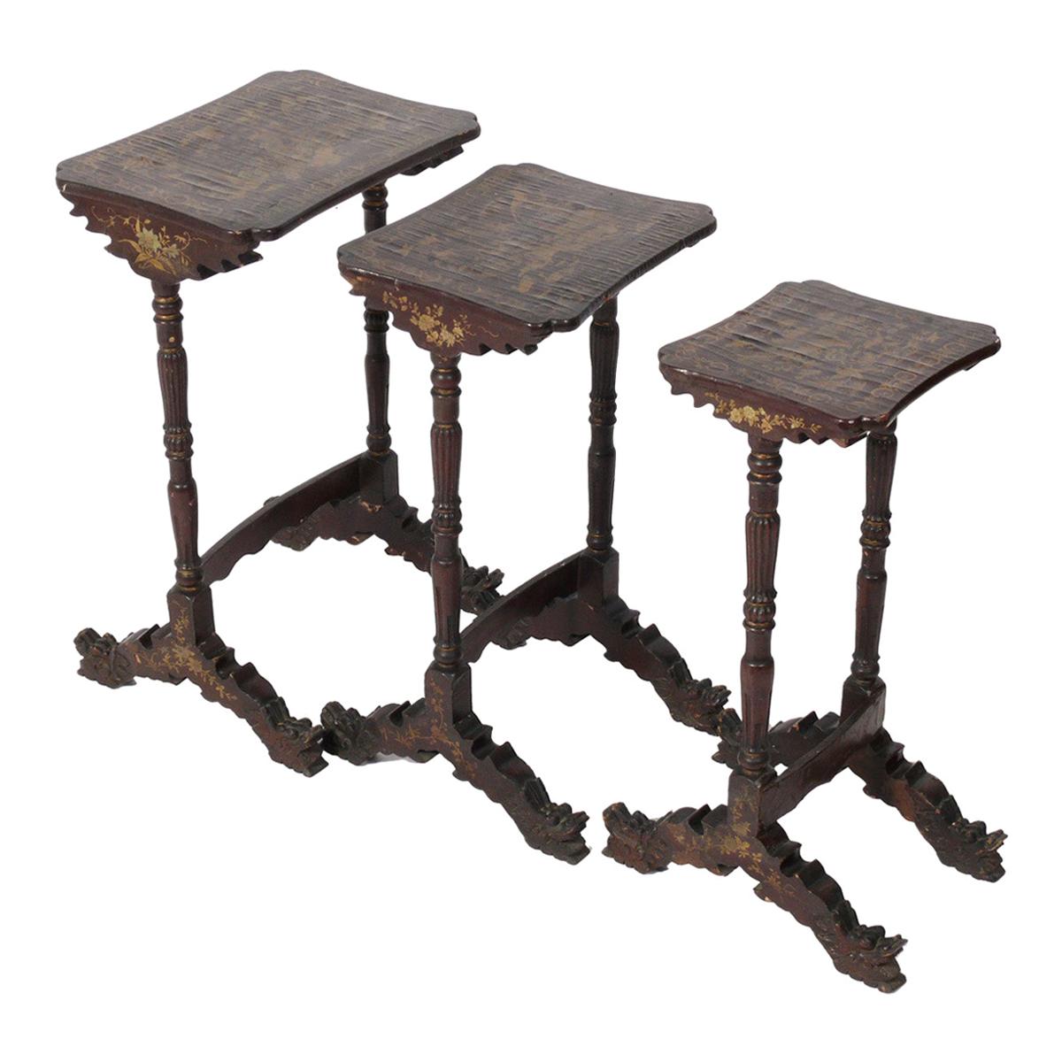 19th Century Chinoiserie Nesting Tables For Sale