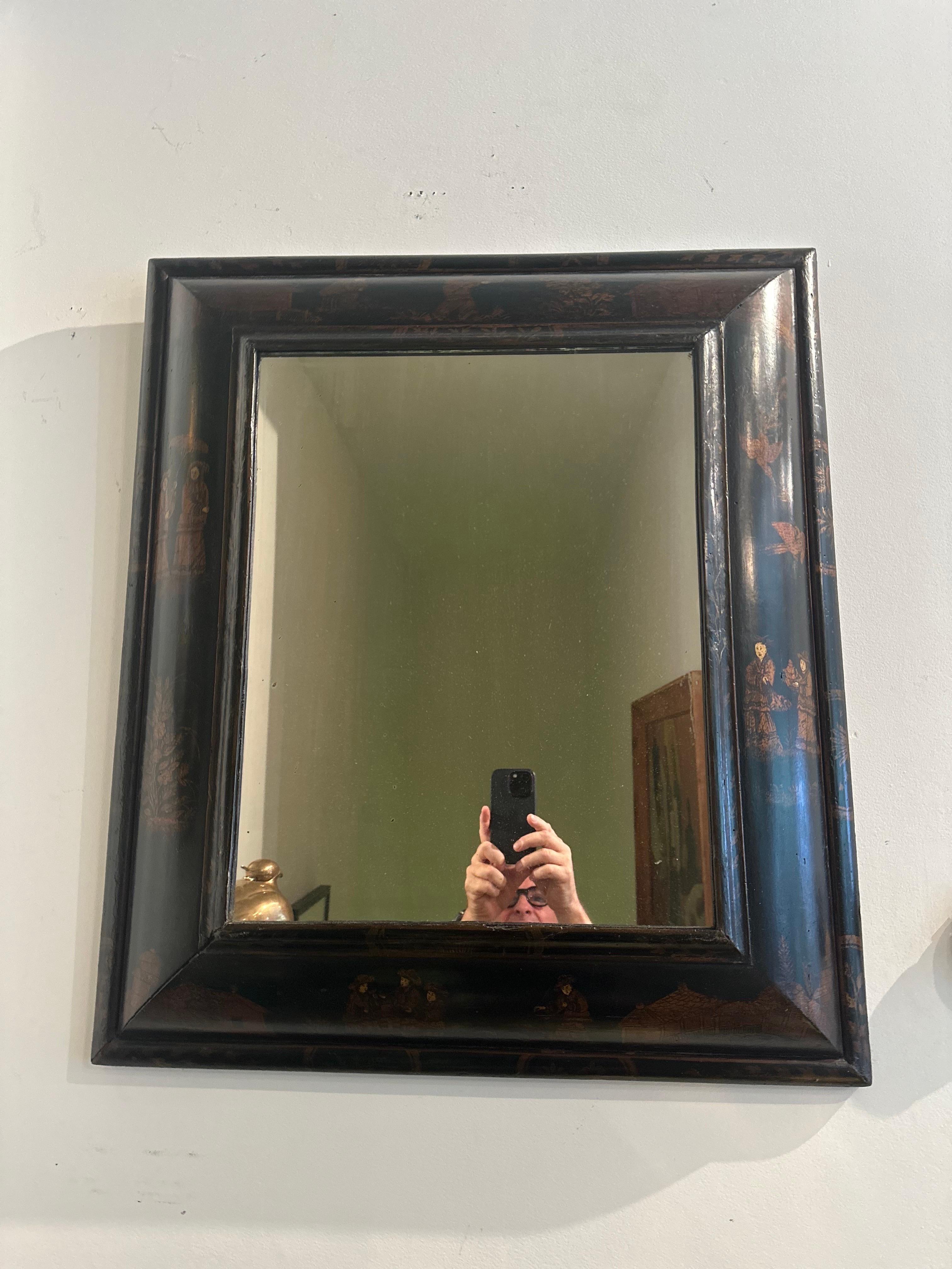 Wood 19th Century Chinoiserie Painted Mirror