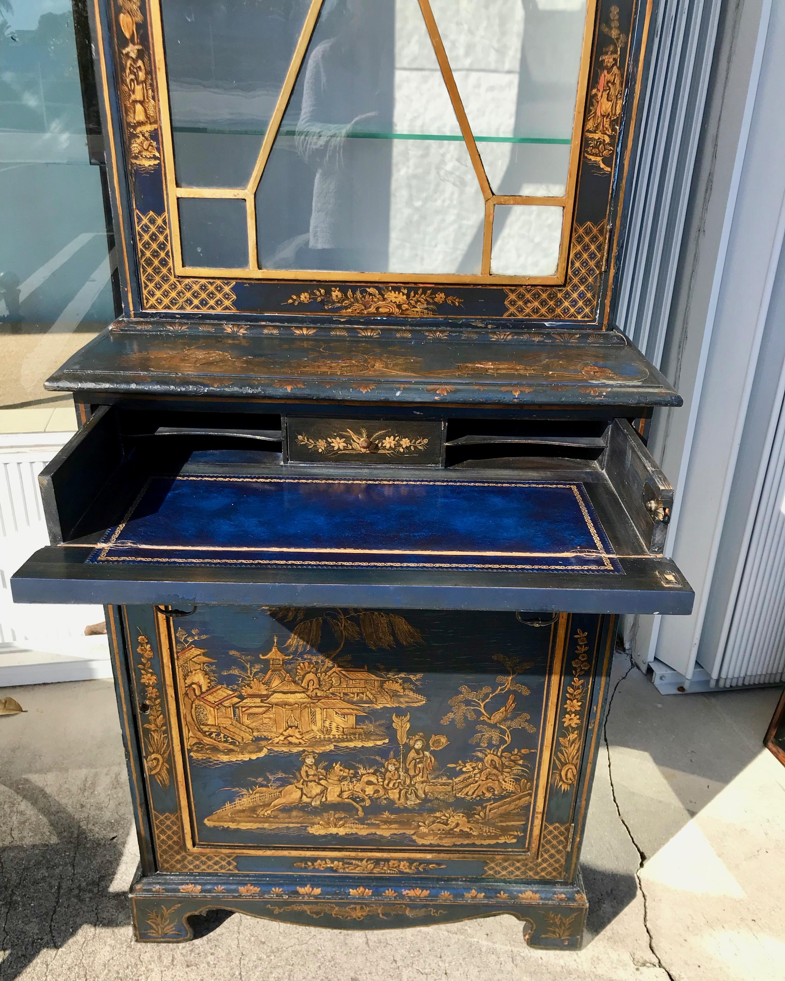 19th Century Chinoiserie Secretary Bookcase In Good Condition In West Palm Beach, FL