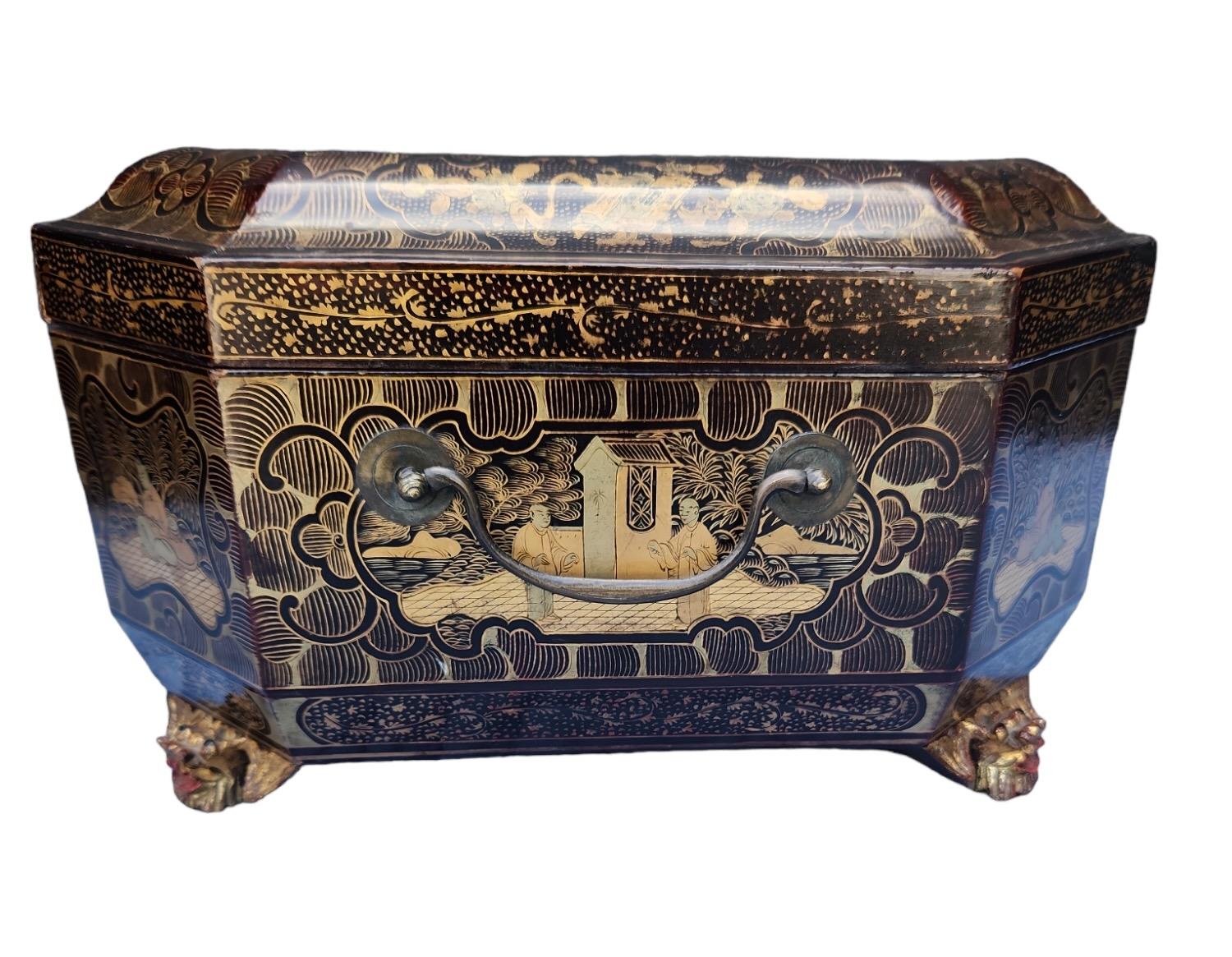 19th Century Chinoiserie Sewing Box For Sale 4