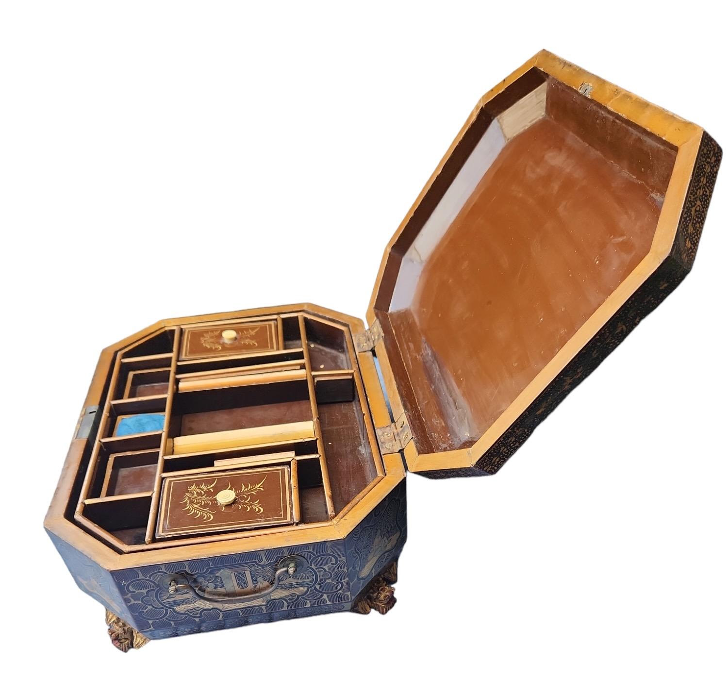 Chinese 19th Century Chinoiserie Sewing Box For Sale