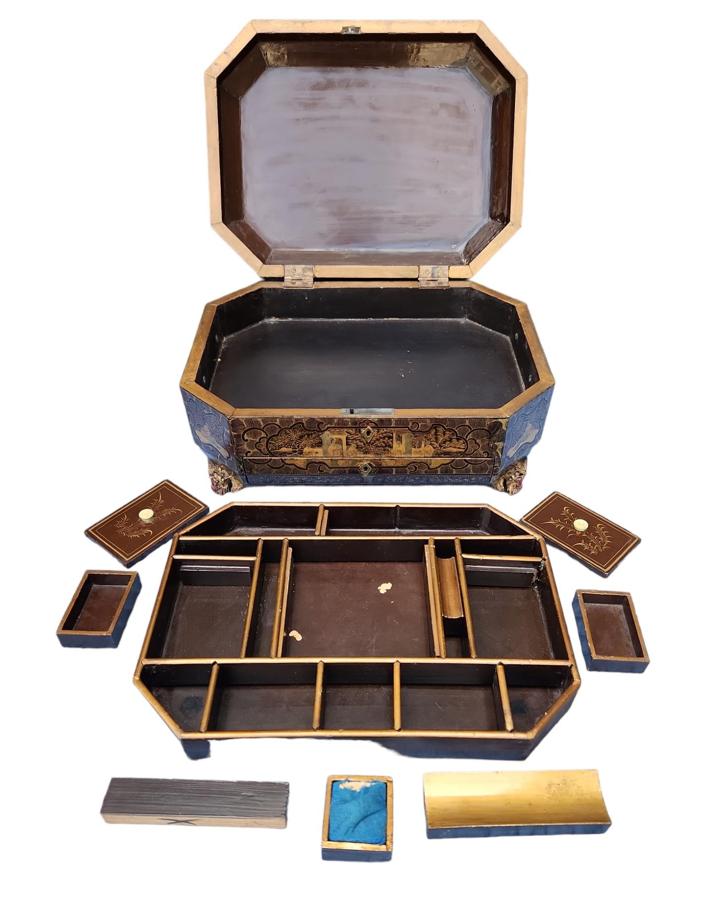 Bone 19th Century Chinoiserie Sewing Box For Sale