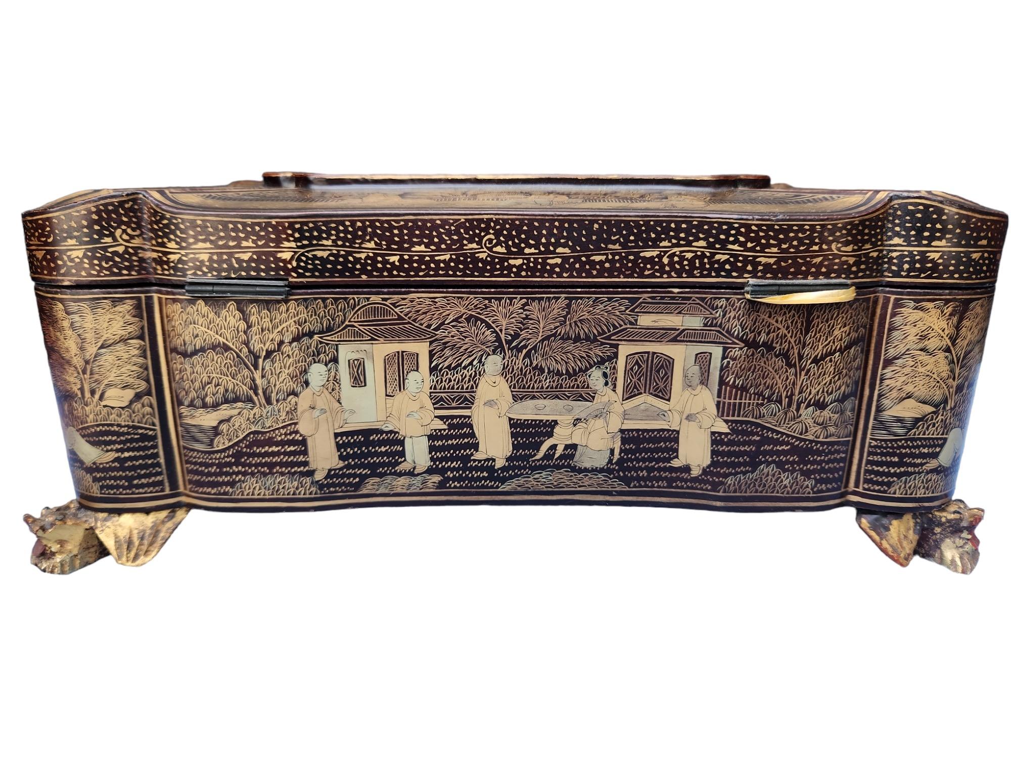 Bone 19th Century Chinoiserie Sewing Box For Sale