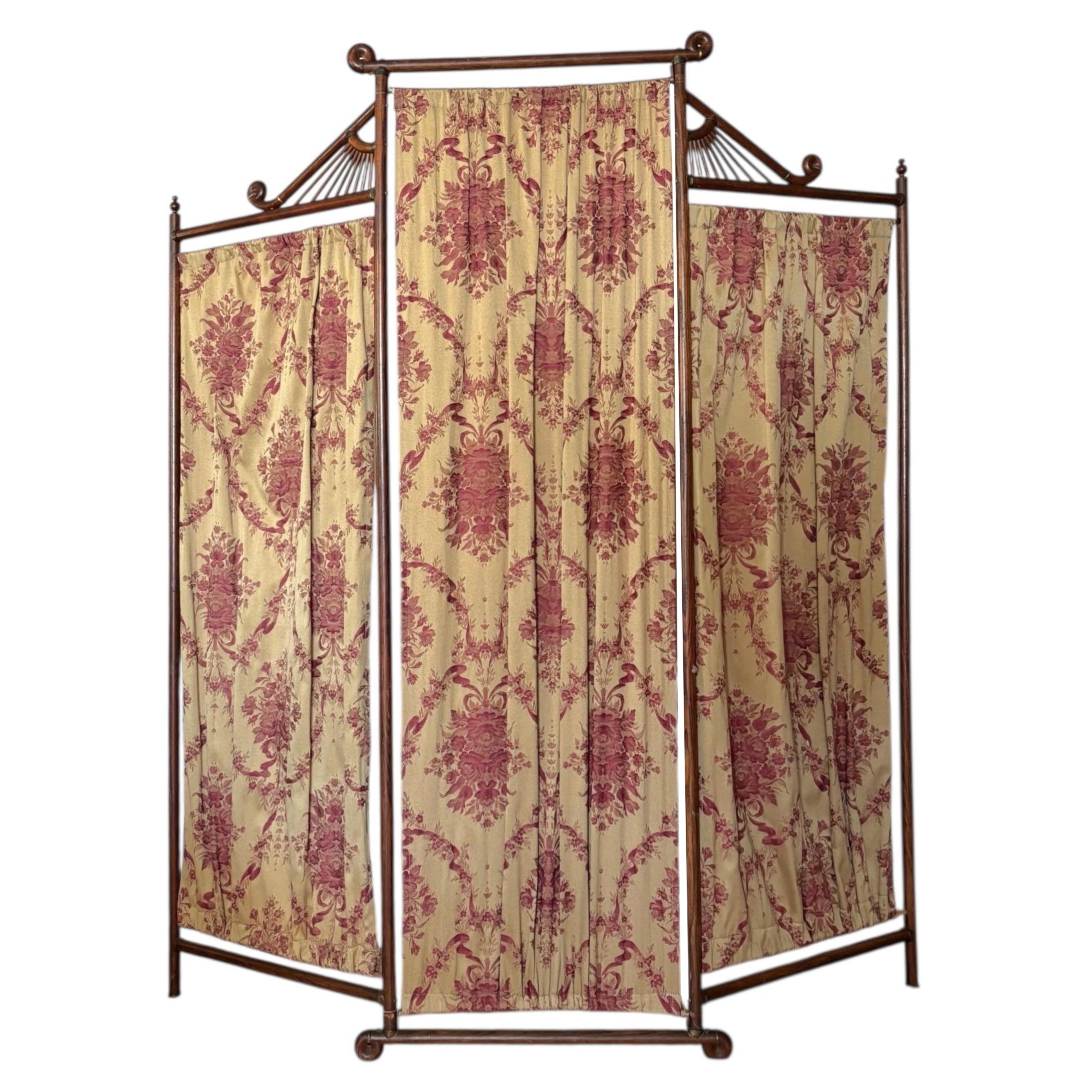 19th Century Chinoiserie Three Panel Folding Privacy Screen For Sale