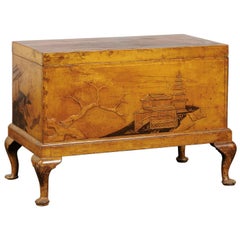 Antique 19th Century Chinoiserie Trunk, Mustard