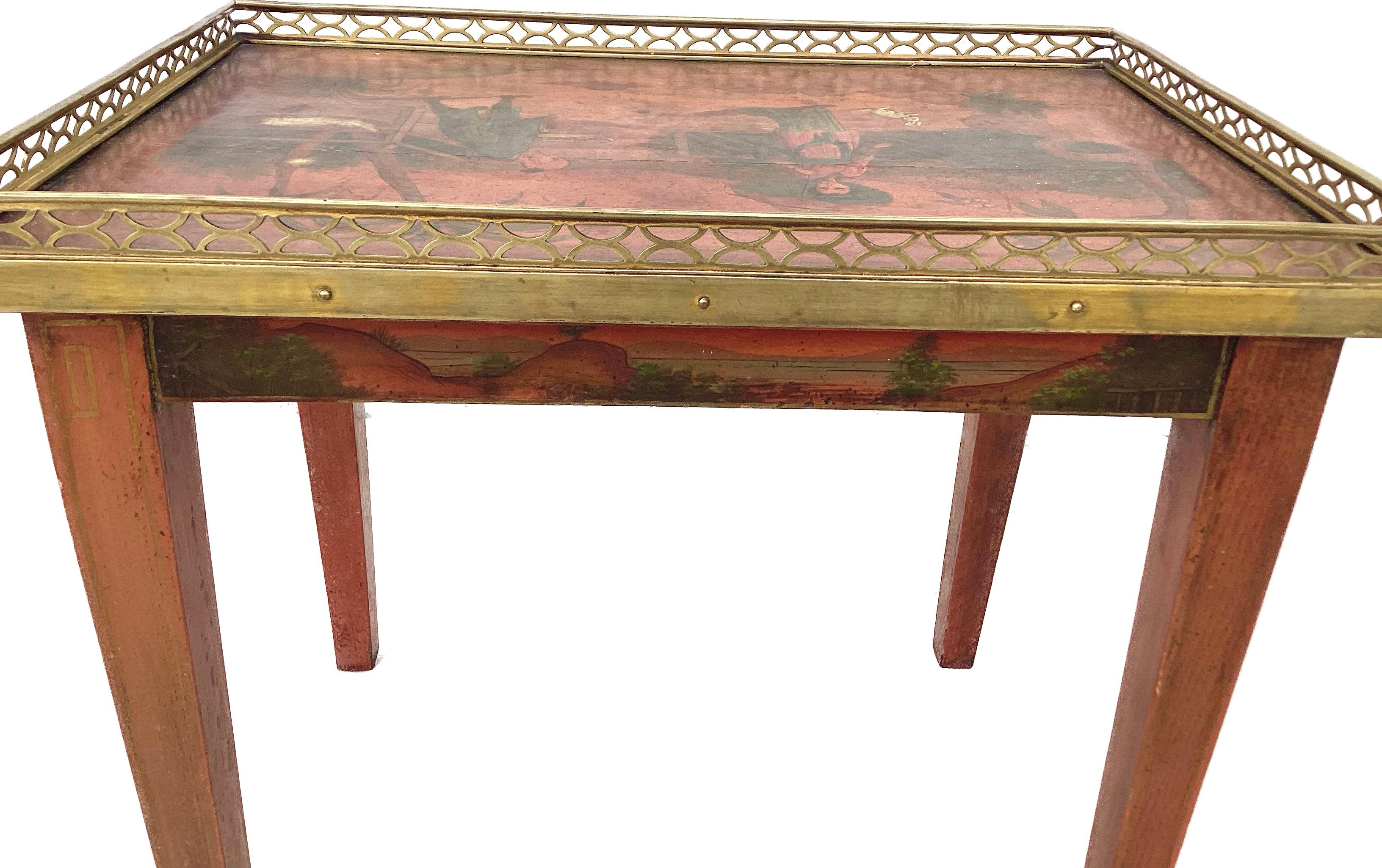 19th Century Chinoiserie Wood And Brass Side Table For Sale 1