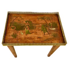 19th Century Chinoiserie Wood And Brass Side Table