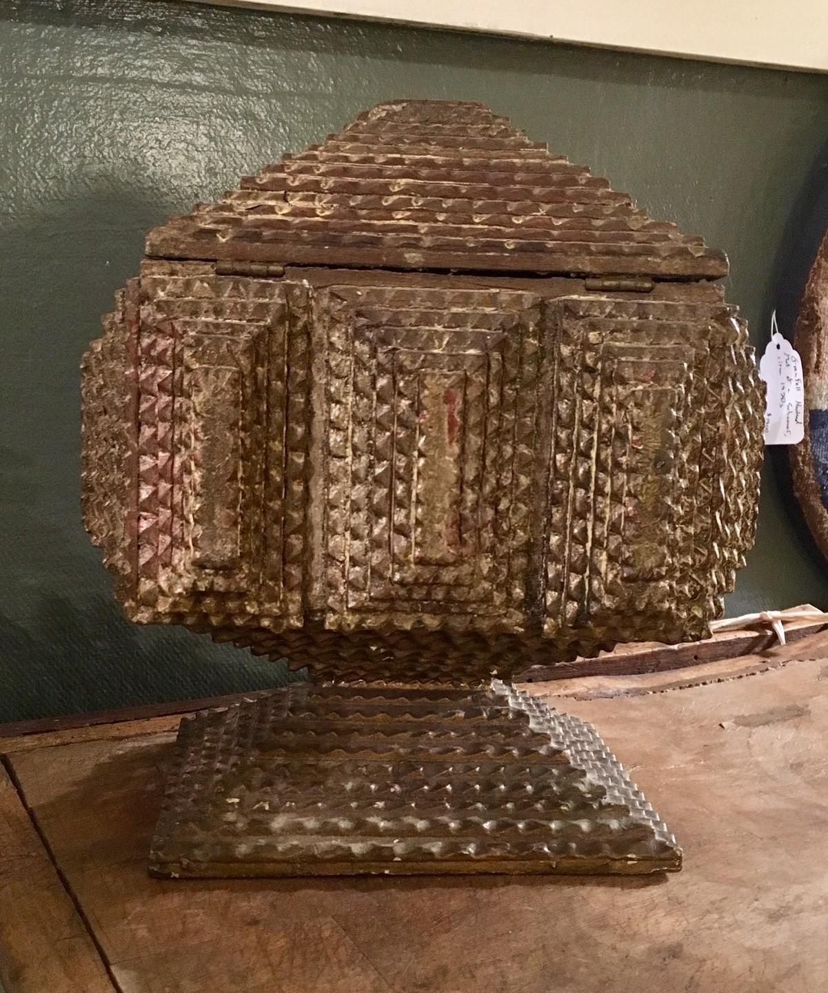 American 19th Century Chip Carved Tramp Art Box