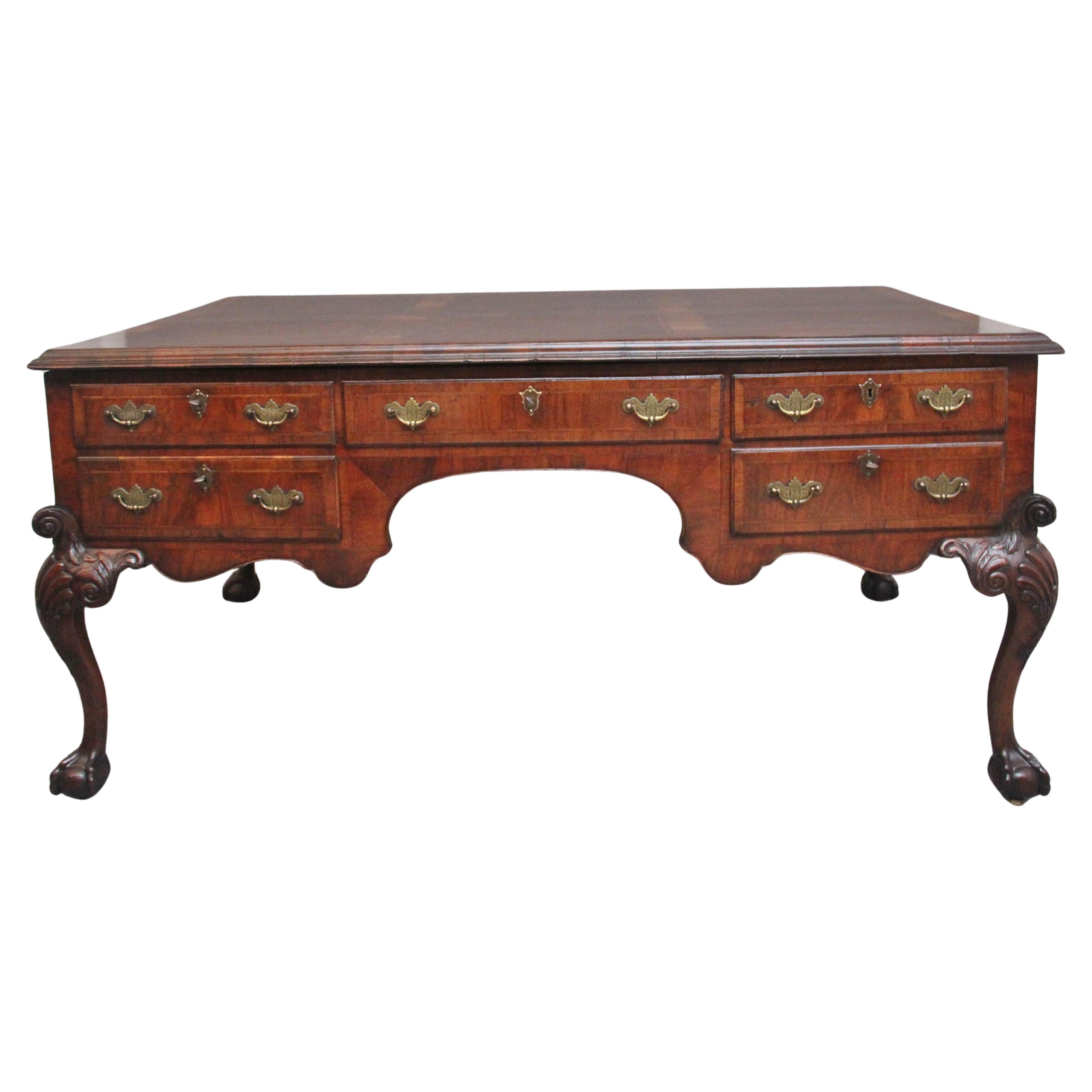 19th Century Chippendale Burl Walnut Partner's Writing Desk