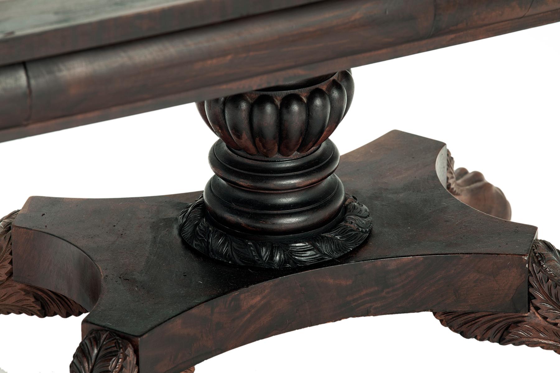 Hand-Carved 19th Century Chippendale Coffee Table w/Lions Feet Base