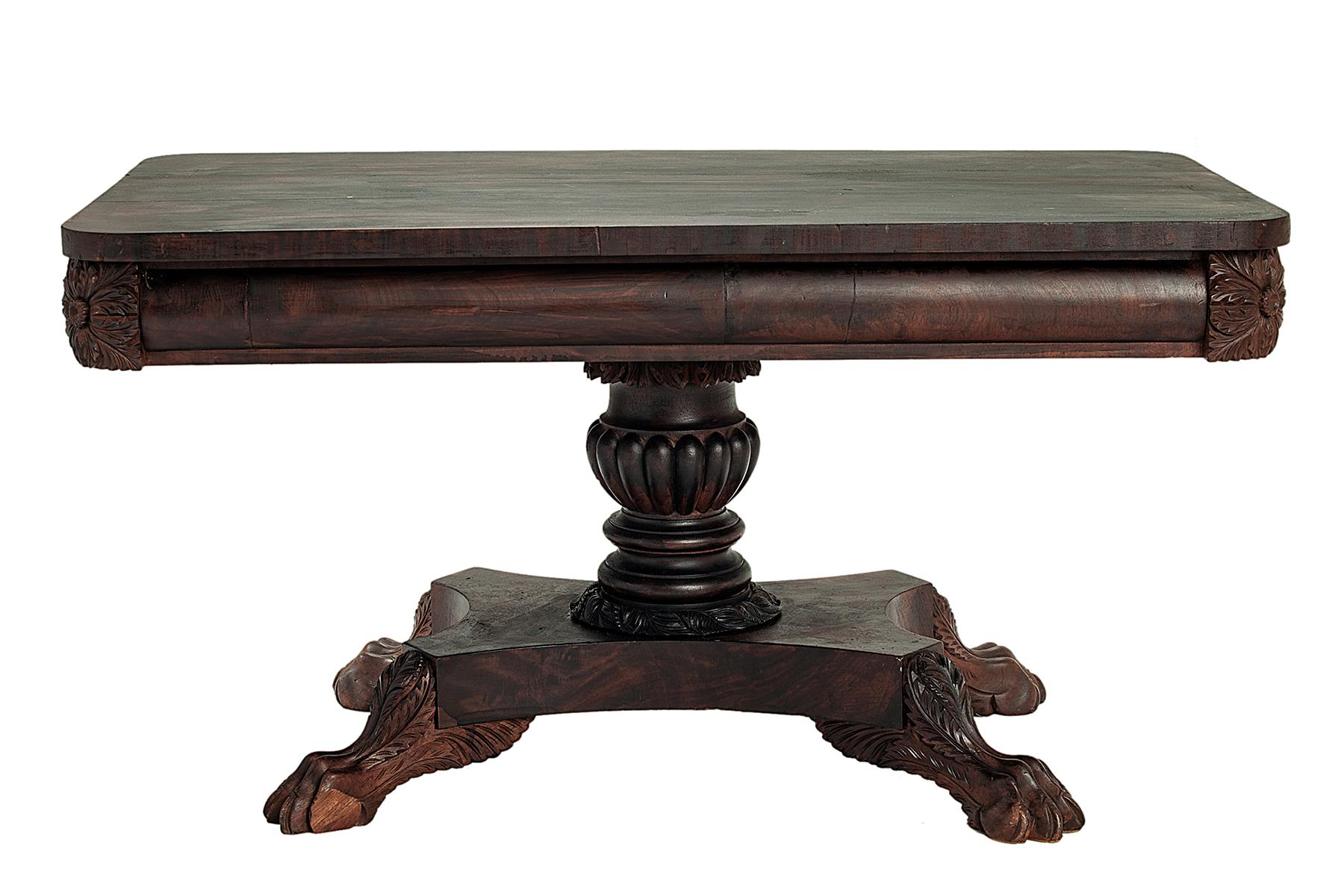 19th Century Chippendale Coffee Table w/Lions Feet Base In Good Condition In Malibu, CA
