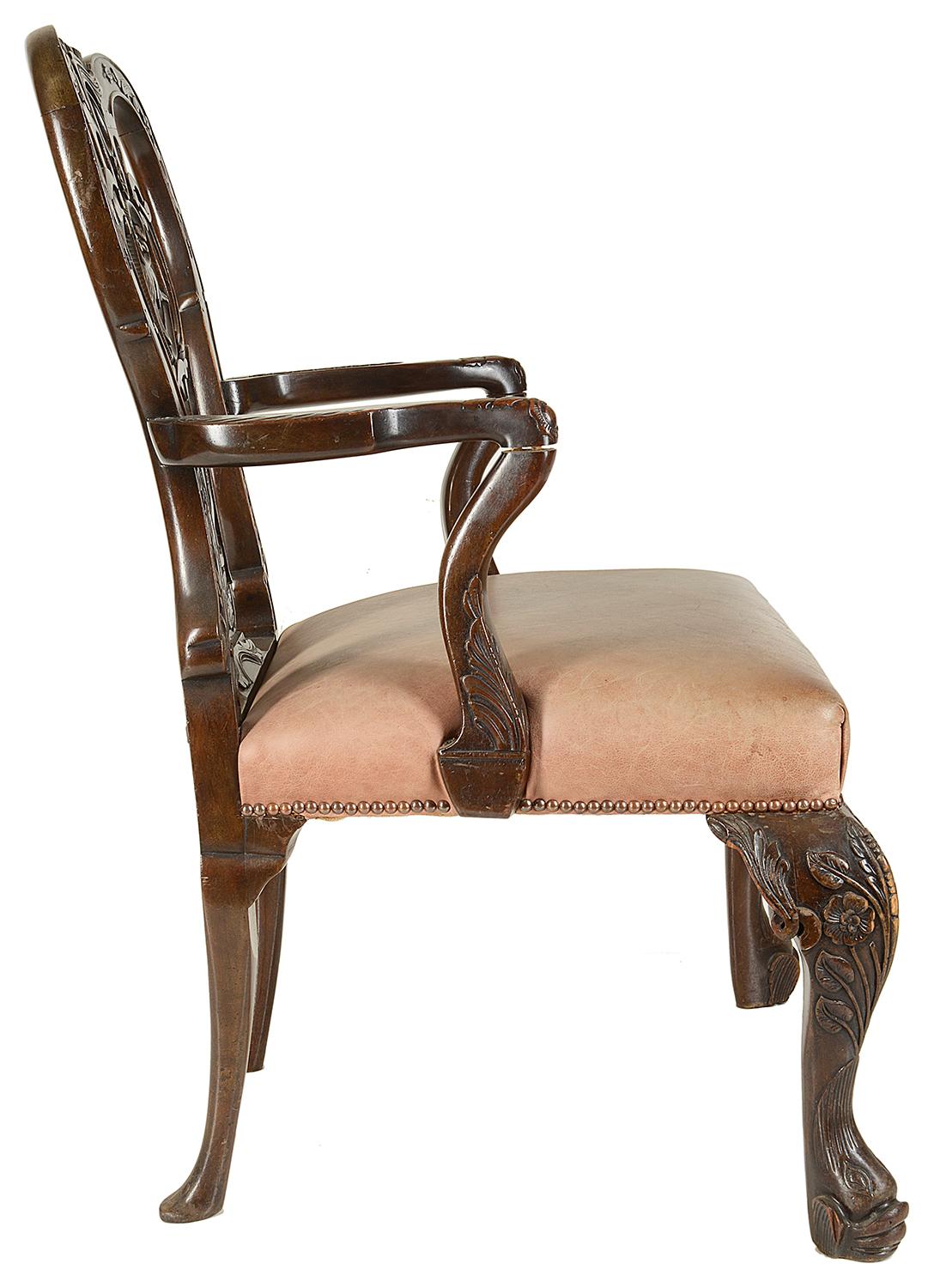 English 19th Century, Chippendale Influenced Desk Chair For Sale