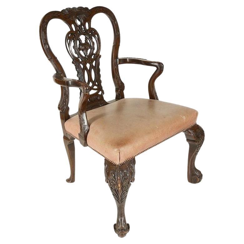 19th Century, Chippendale Influenced Desk Chair For Sale