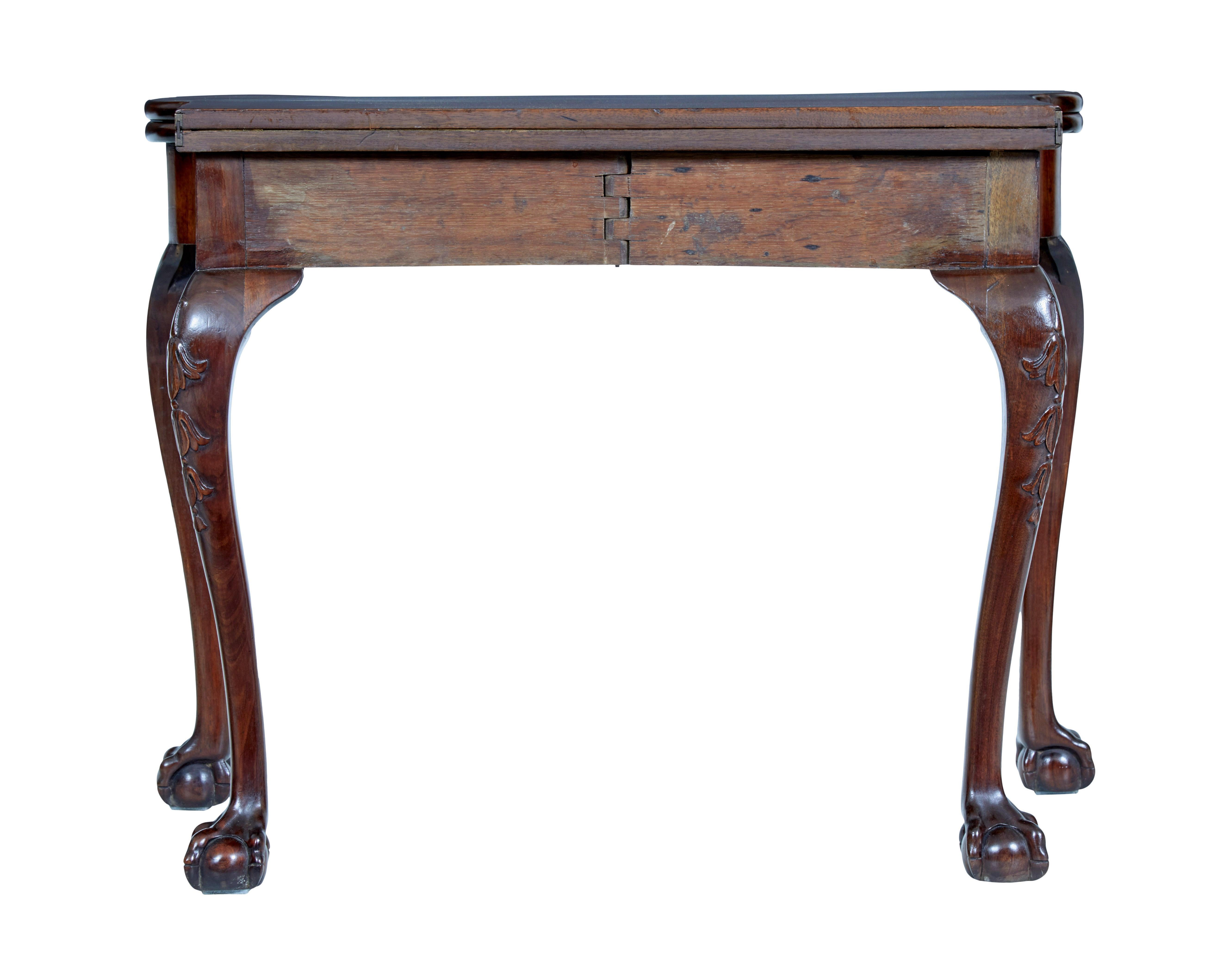 19th century Chippendale revival mahogany card table For Sale 1