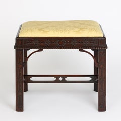 19th Century Chippendale Style Blind-Fret Carved Stool