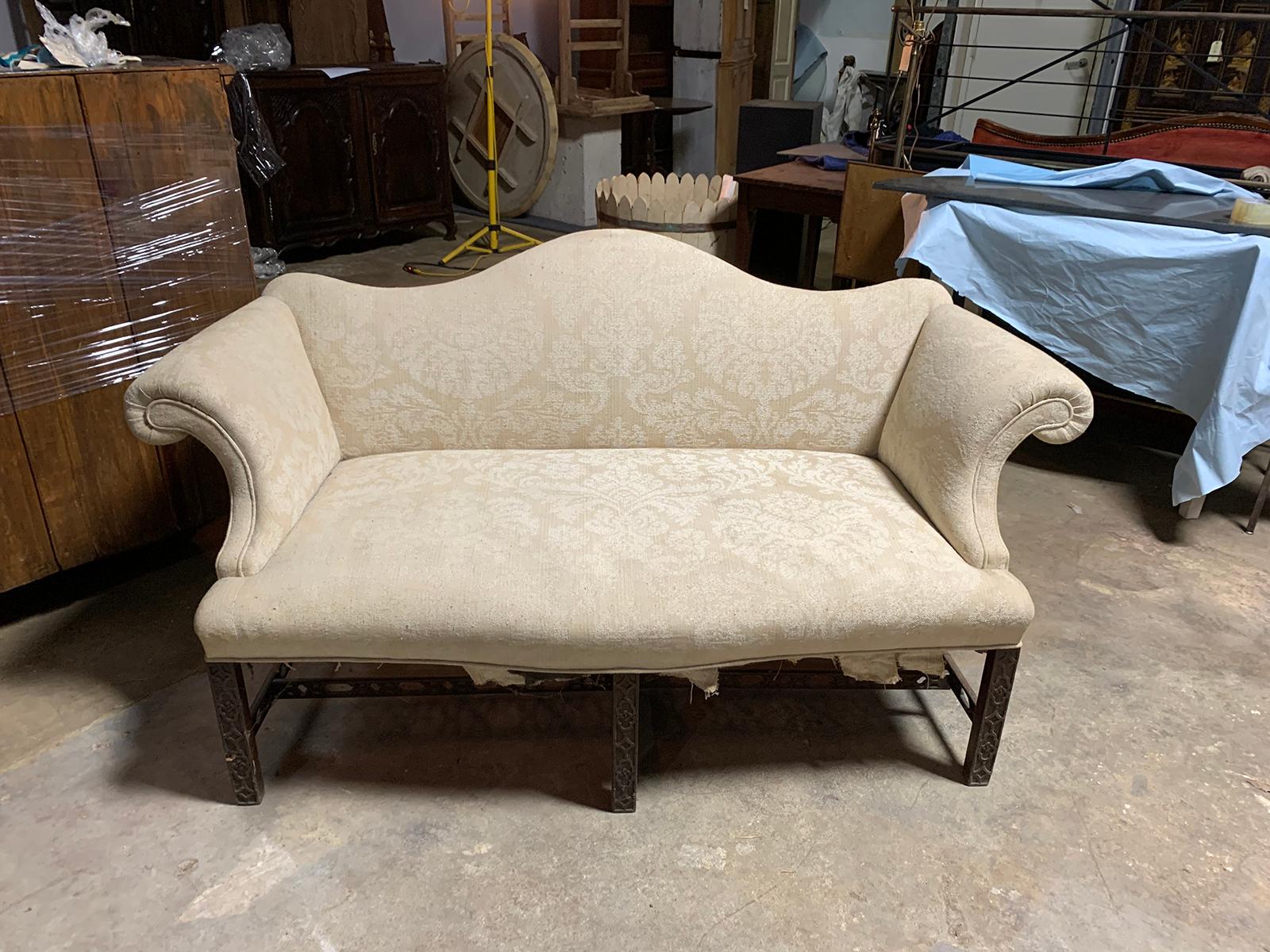 19th Century Chippendale Style Blind/Open Fretwork Small Sofa 6