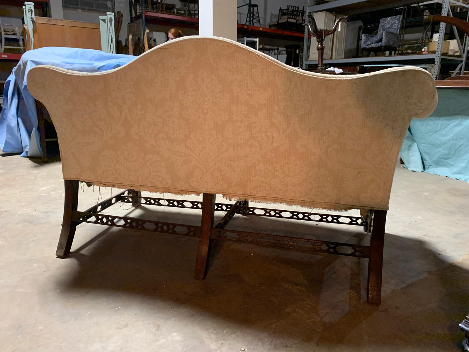 19th Century Chippendale Style Blind/Open Fretwork Small Sofa 10