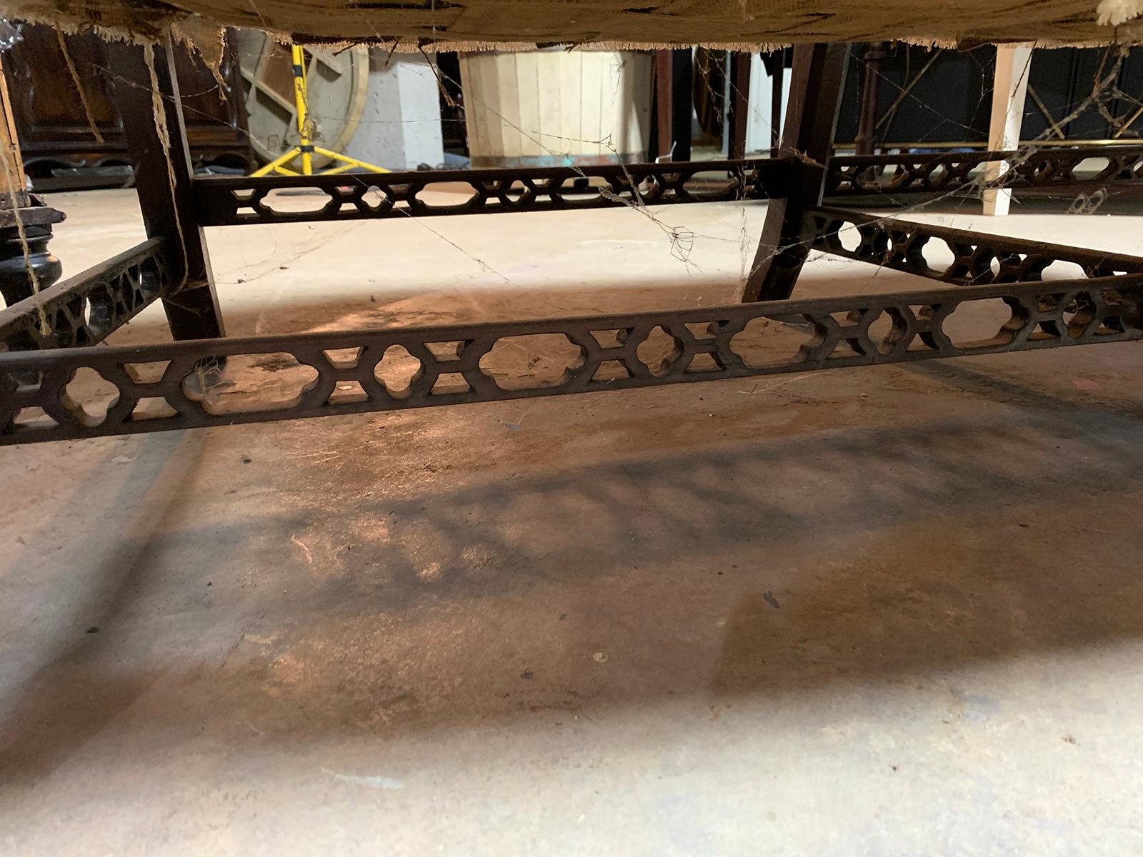 19th Century Chippendale Style Blind/Open Fretwork Small Sofa 4