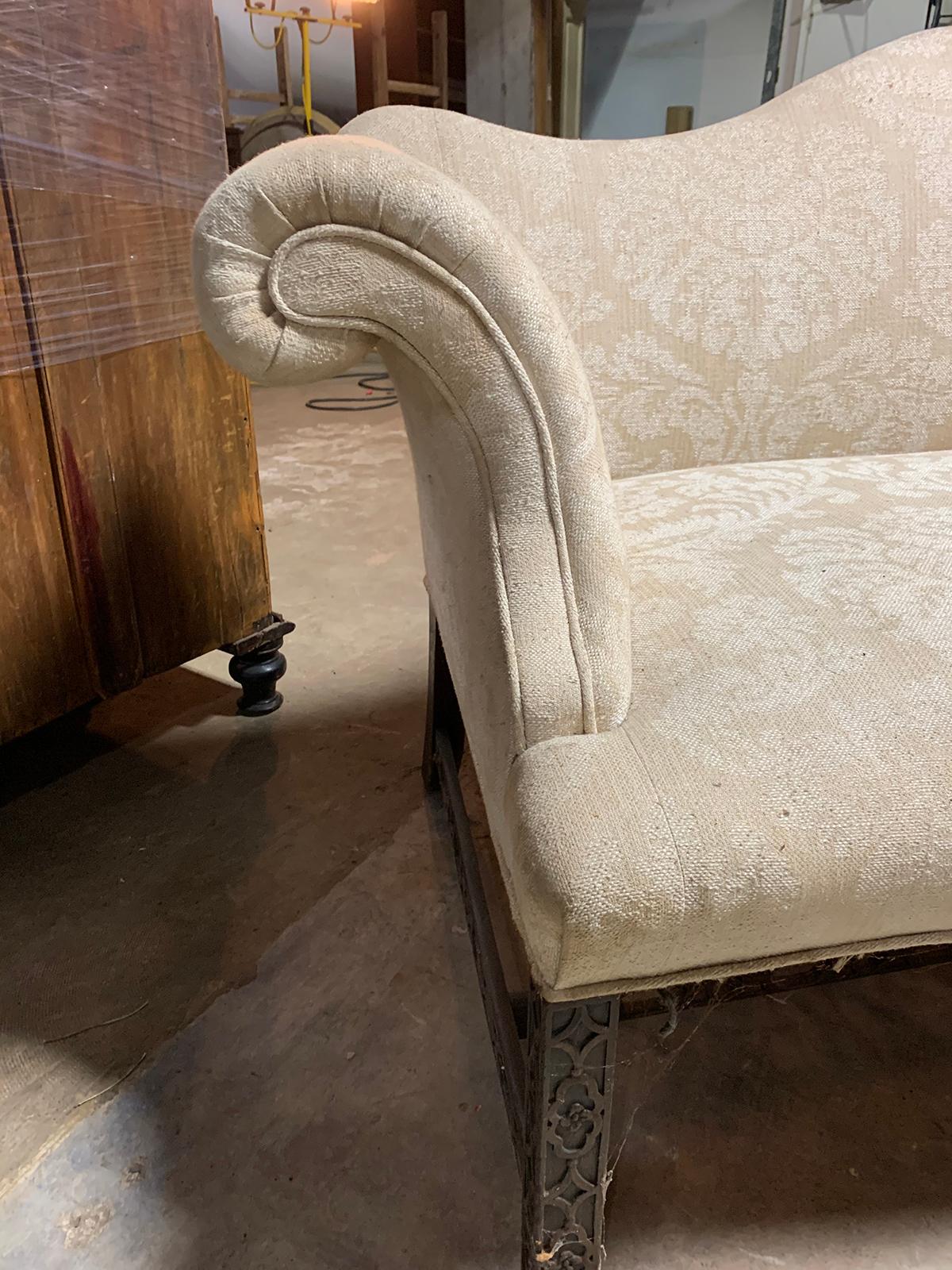 19th Century Chippendale Style Blind/Open Fretwork Small Sofa 5
