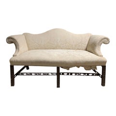 19th Century Chippendale Style Blind/Open Fretwork Small Sofa