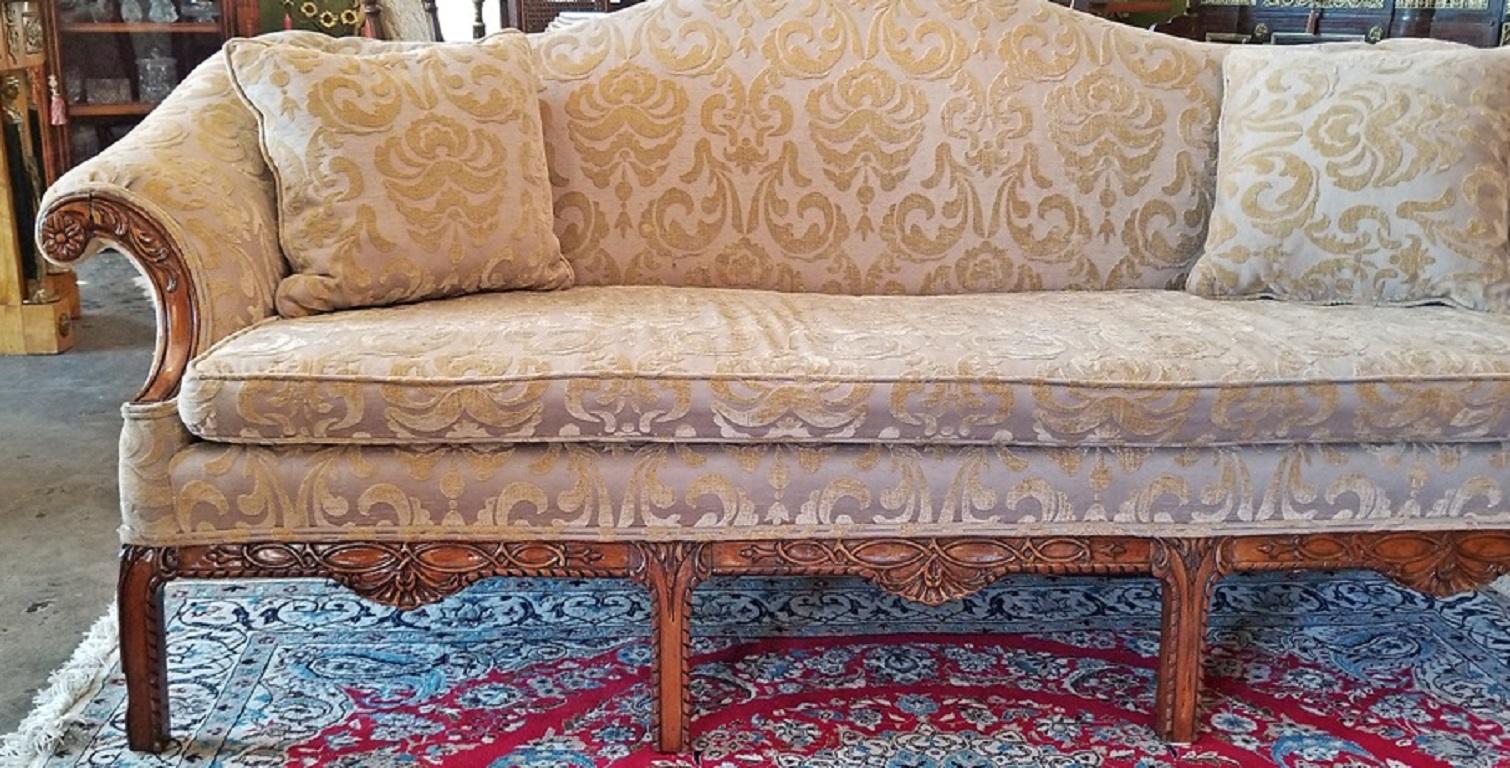 American 19th Century Chippendale Style Camel Back Sofa