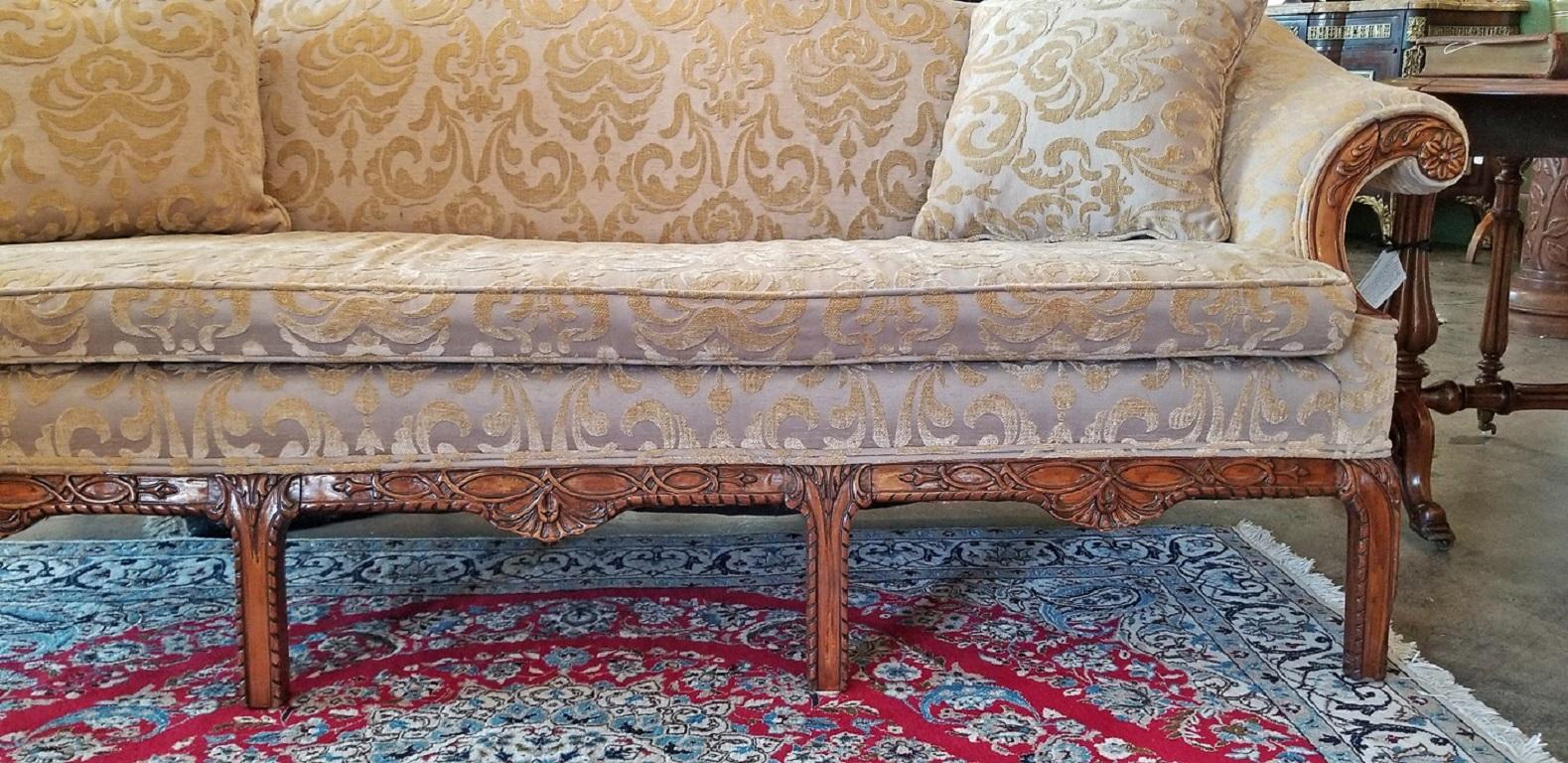 19th Century Chippendale Style Camel Back Sofa In Good Condition In Dallas, TX