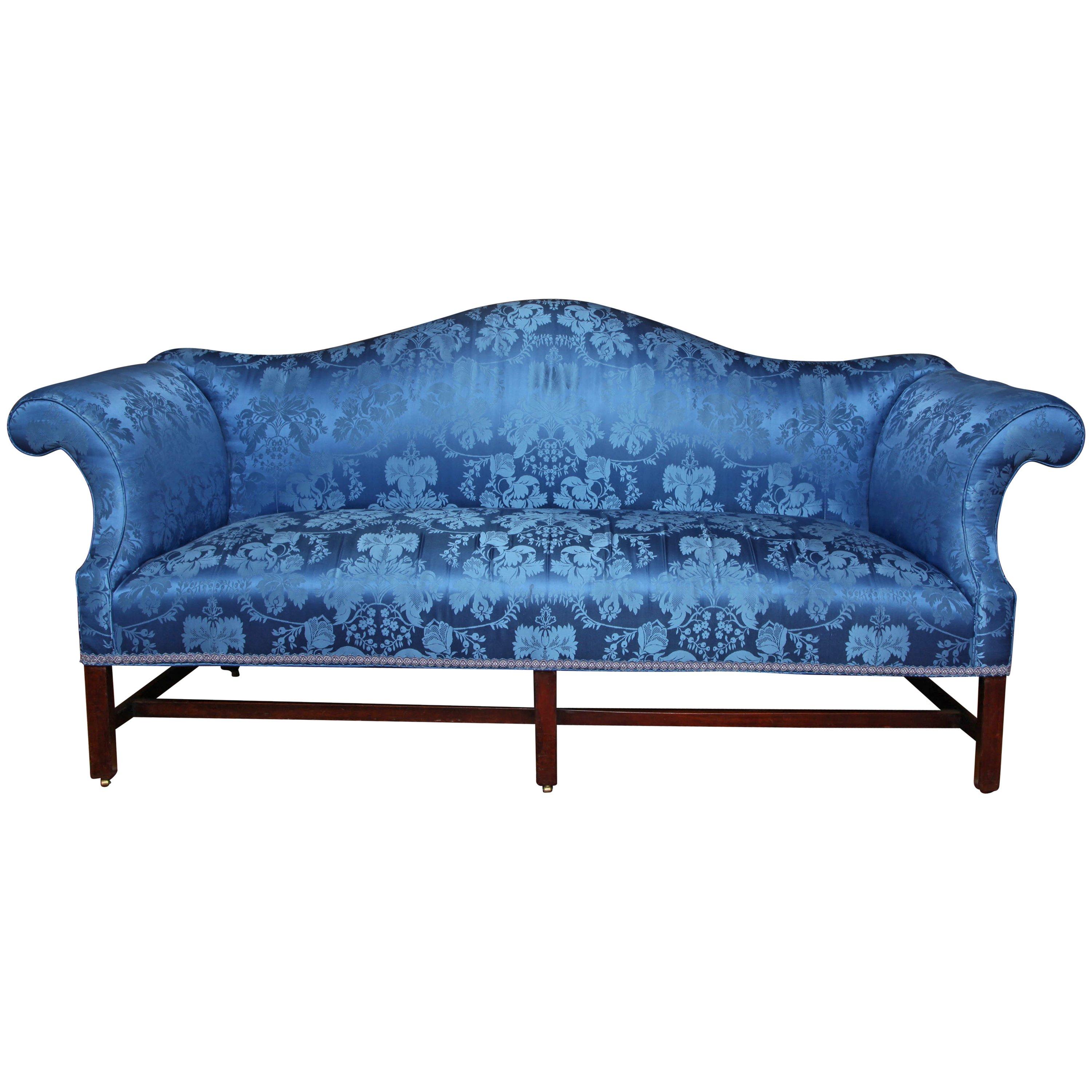 19th Century Chippendale Style Camelback Mahogany Sofa