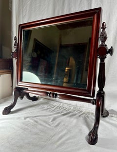 19th Century Chippendale Style Carved Mahogany Footed Dresser Mirror