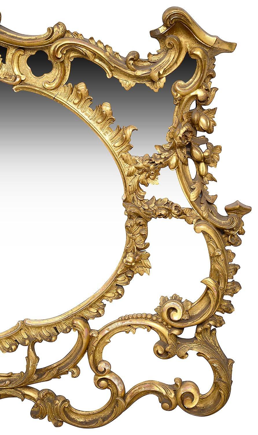 Gilt 19th Century Chippendale style gilded wall mirror. For Sale