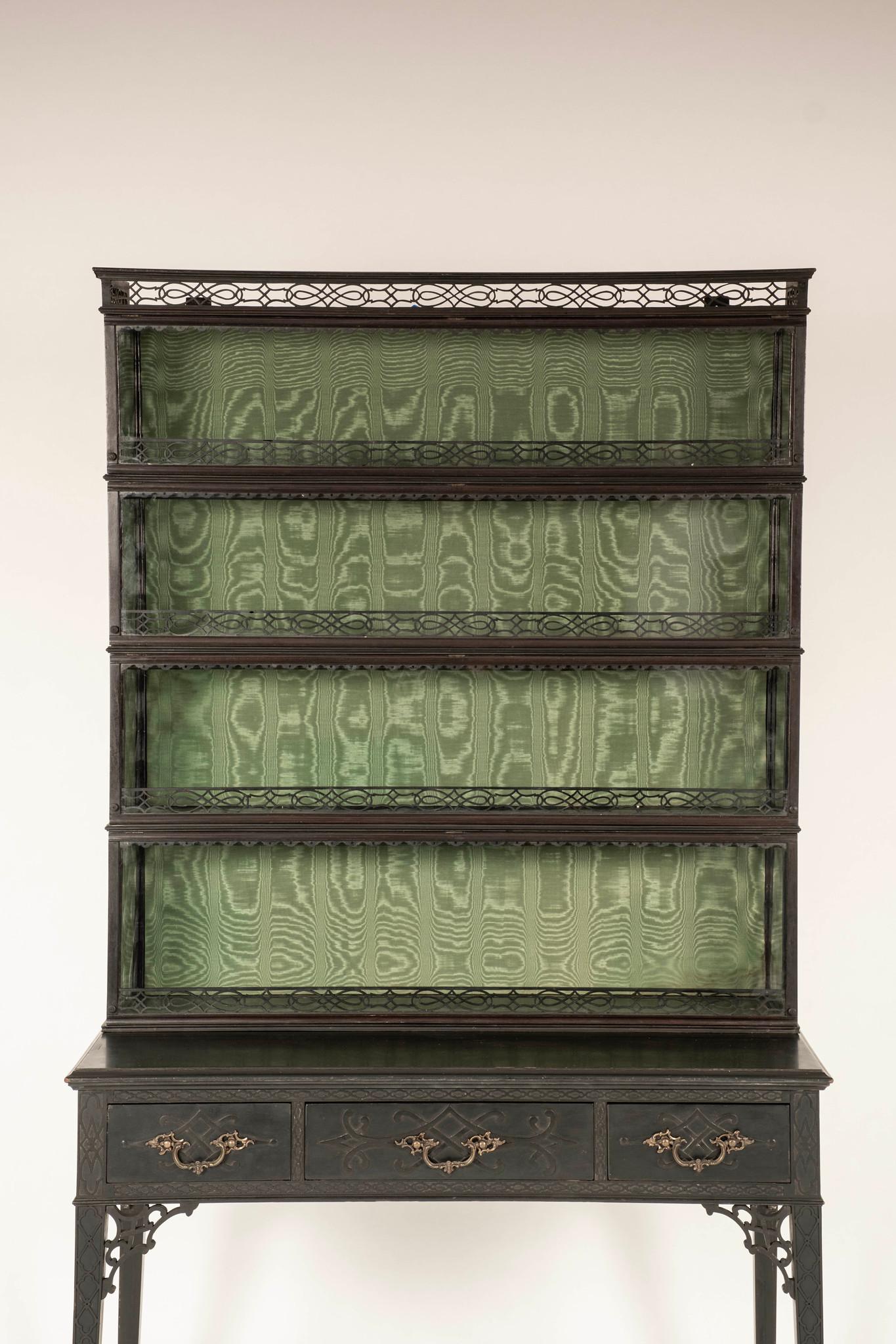 Bronze 19th Century Chippendale Style Glass Display Case For Sale