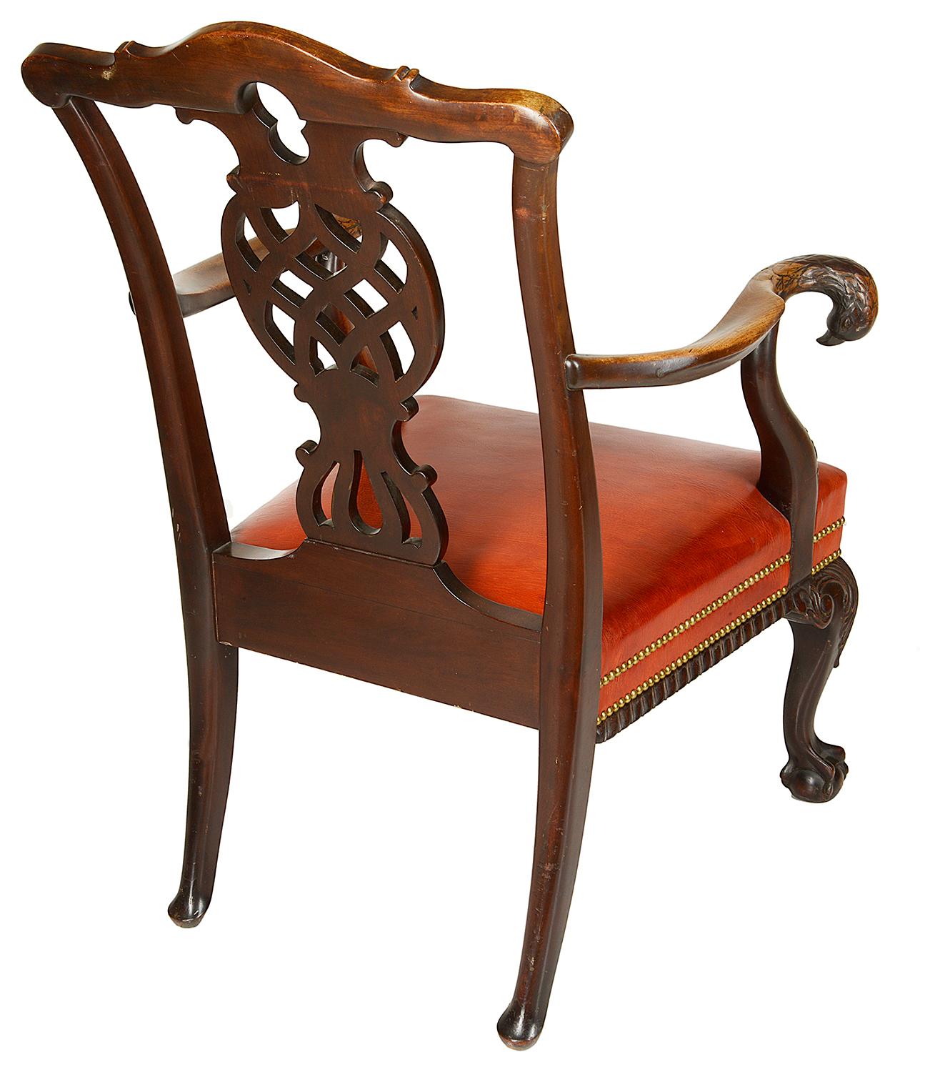 English 19th Century Chippendale style Mahogany Armchair