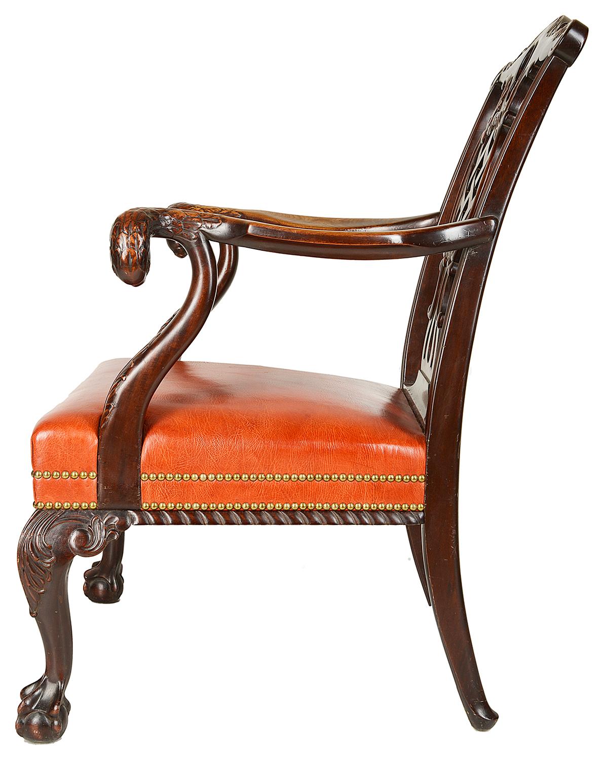 Carved 19th Century Chippendale style Mahogany Armchair
