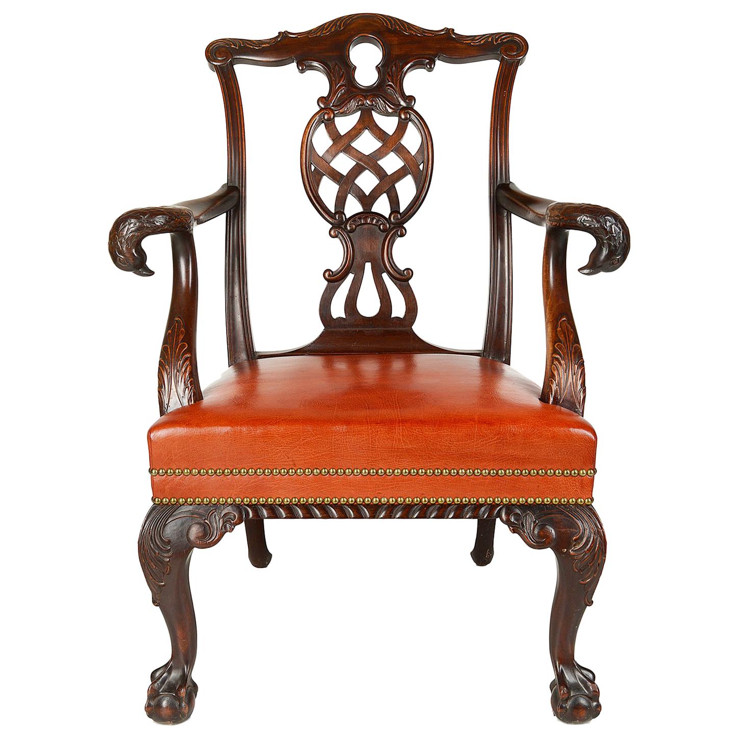 19th Century Chippendale style Mahogany Armchair