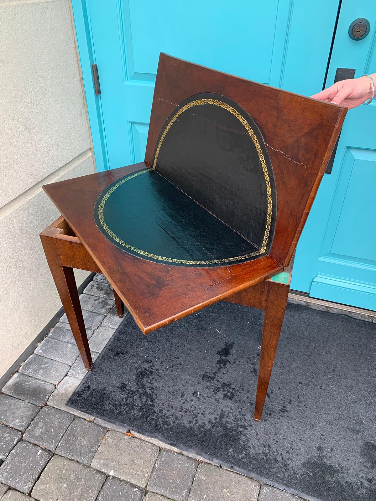 19th Century Chippendale Style Mahogany Flip Top Card Table with Leather Top 9