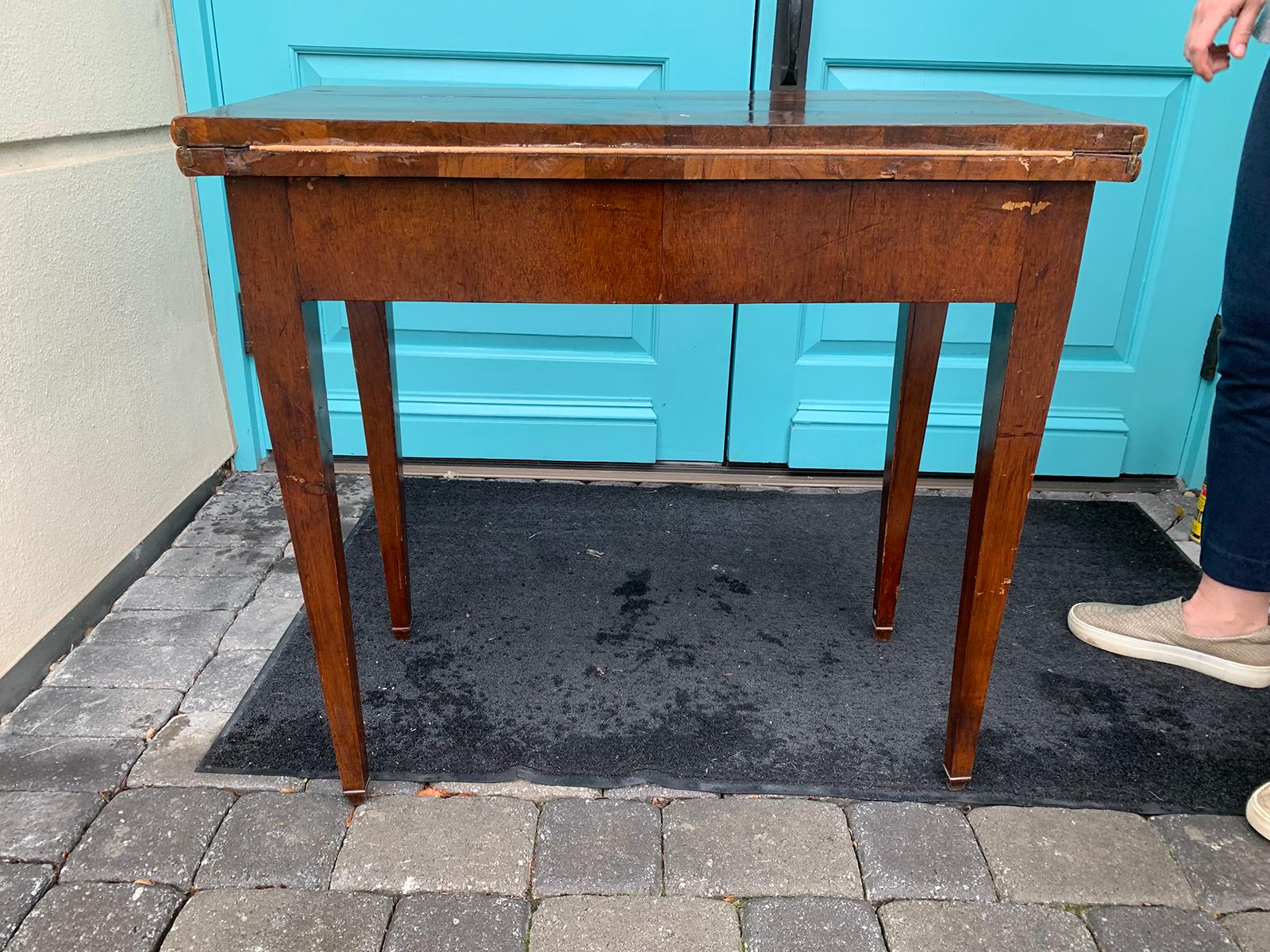 19th Century Chippendale Style Mahogany Flip Top Card Table with Leather Top 13