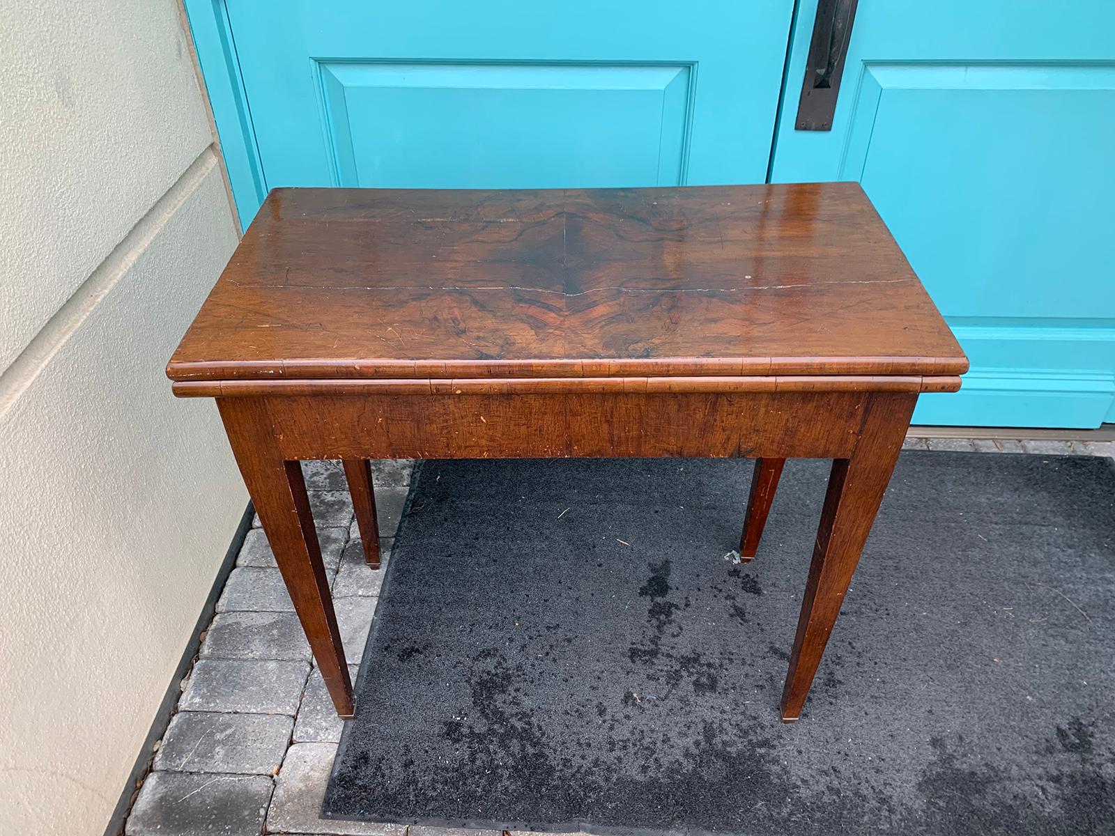 19th Century Chippendale Style Mahogany Flip Top Card Table with Leather Top 14