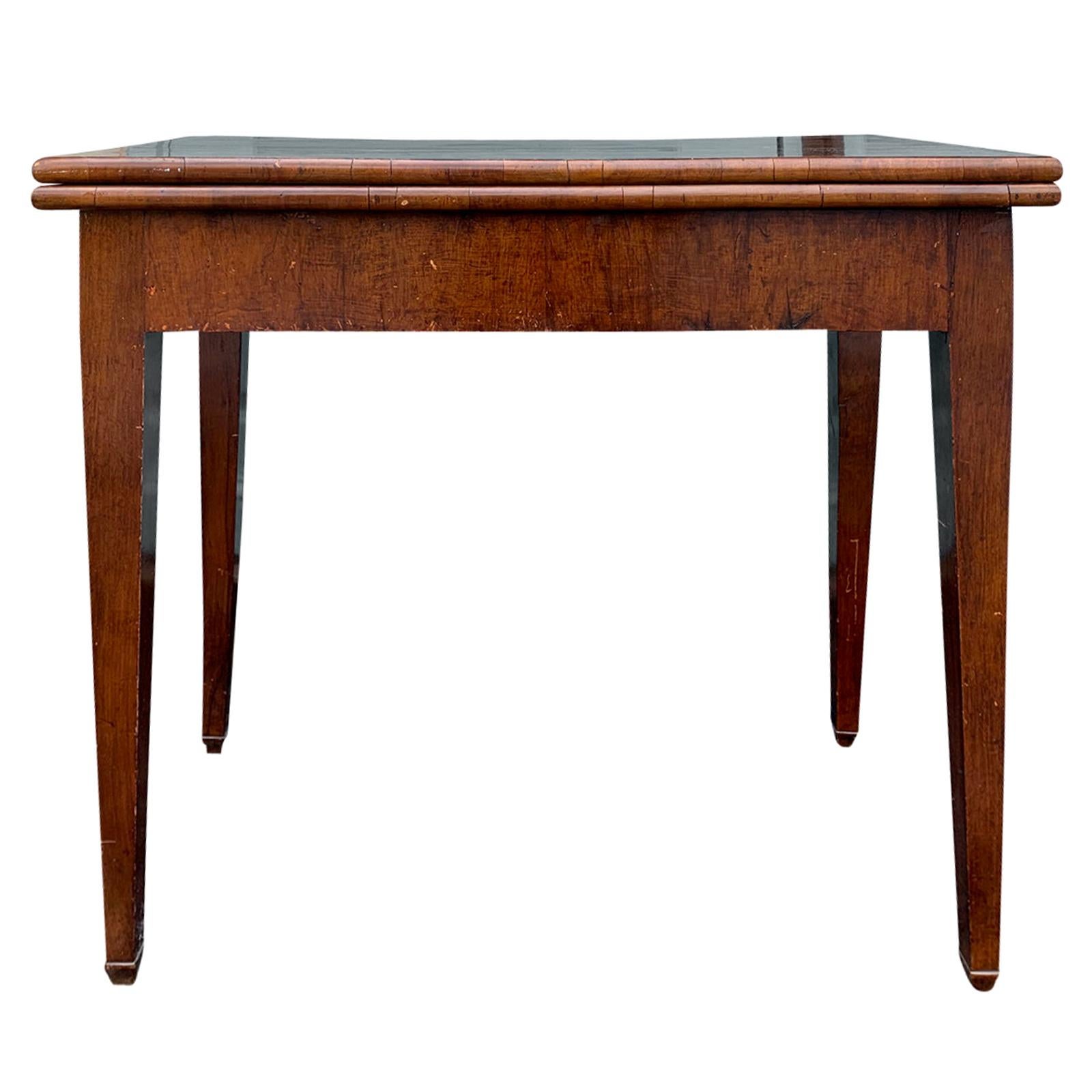 19th Century Chippendale Style Mahogany Flip Top Card Table with Leather Top
