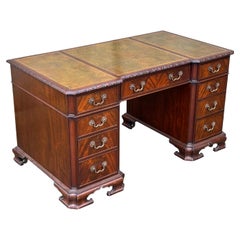 19th Century Chippendale Style Mahogany Pedestal Desk