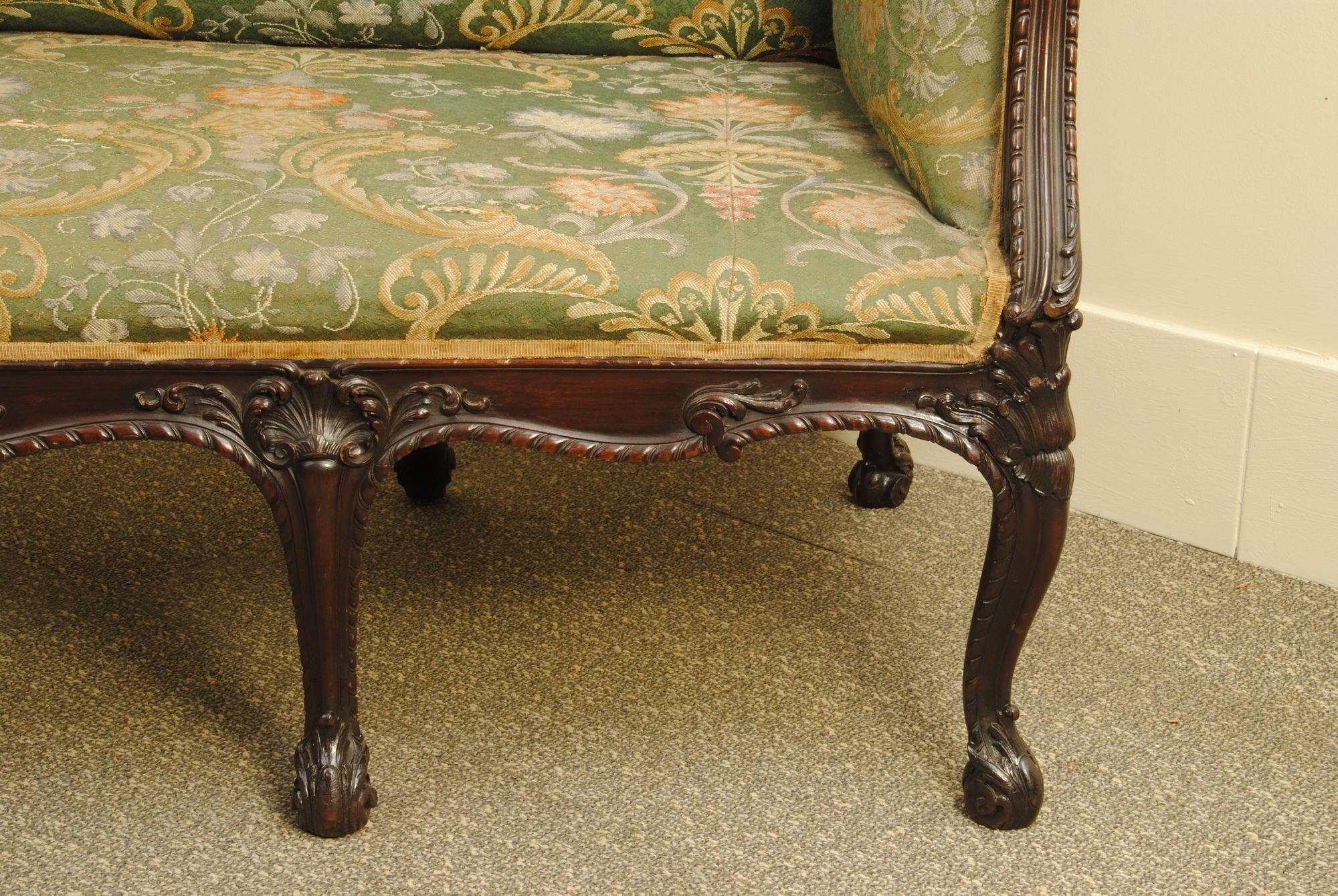 Carved 19th Century Chippendale Style Mahogany Sofa